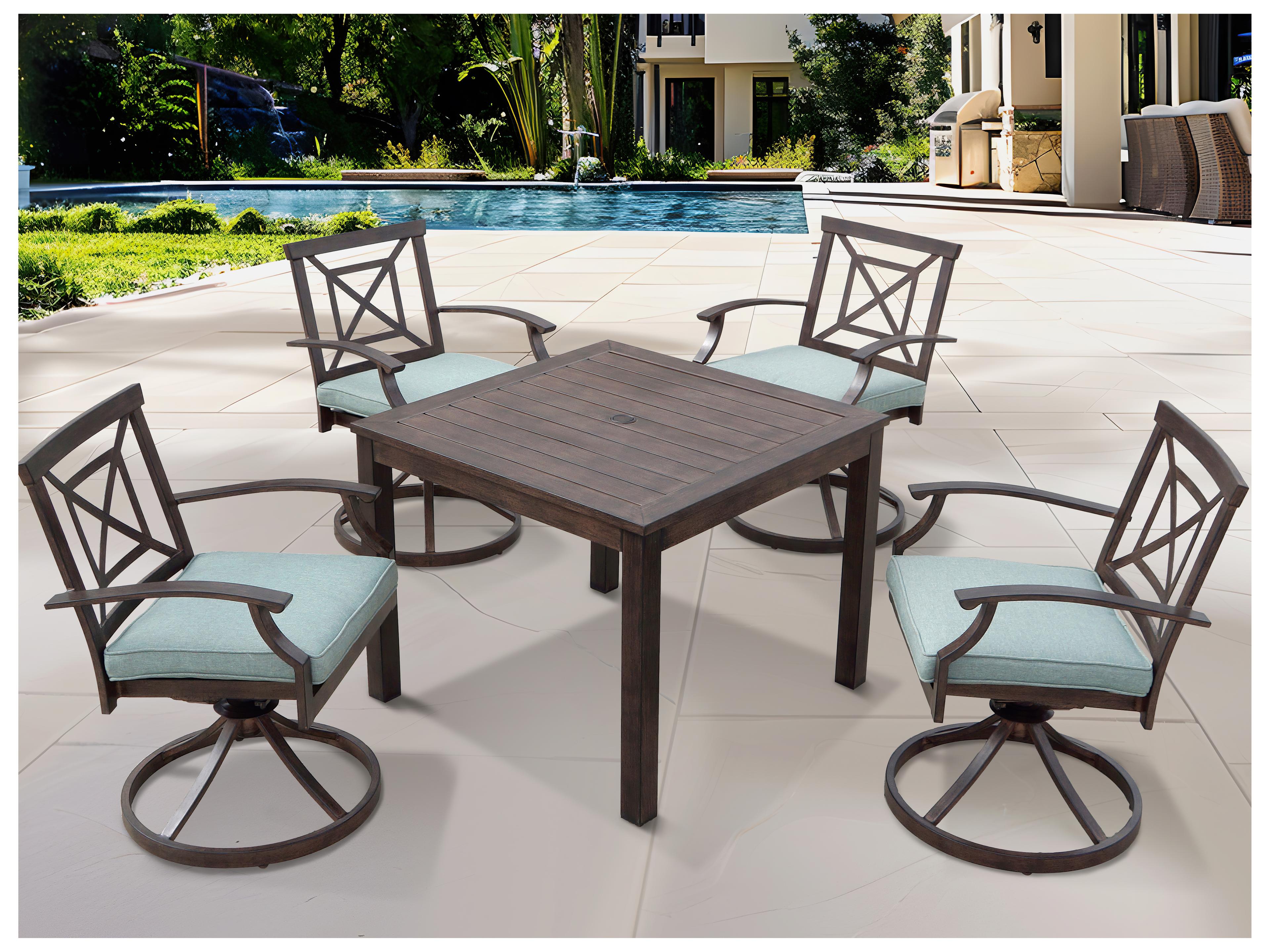 Darlee Outdoor Living Atlantis Walnut Aluminum Cushion Dining Chair in Spa