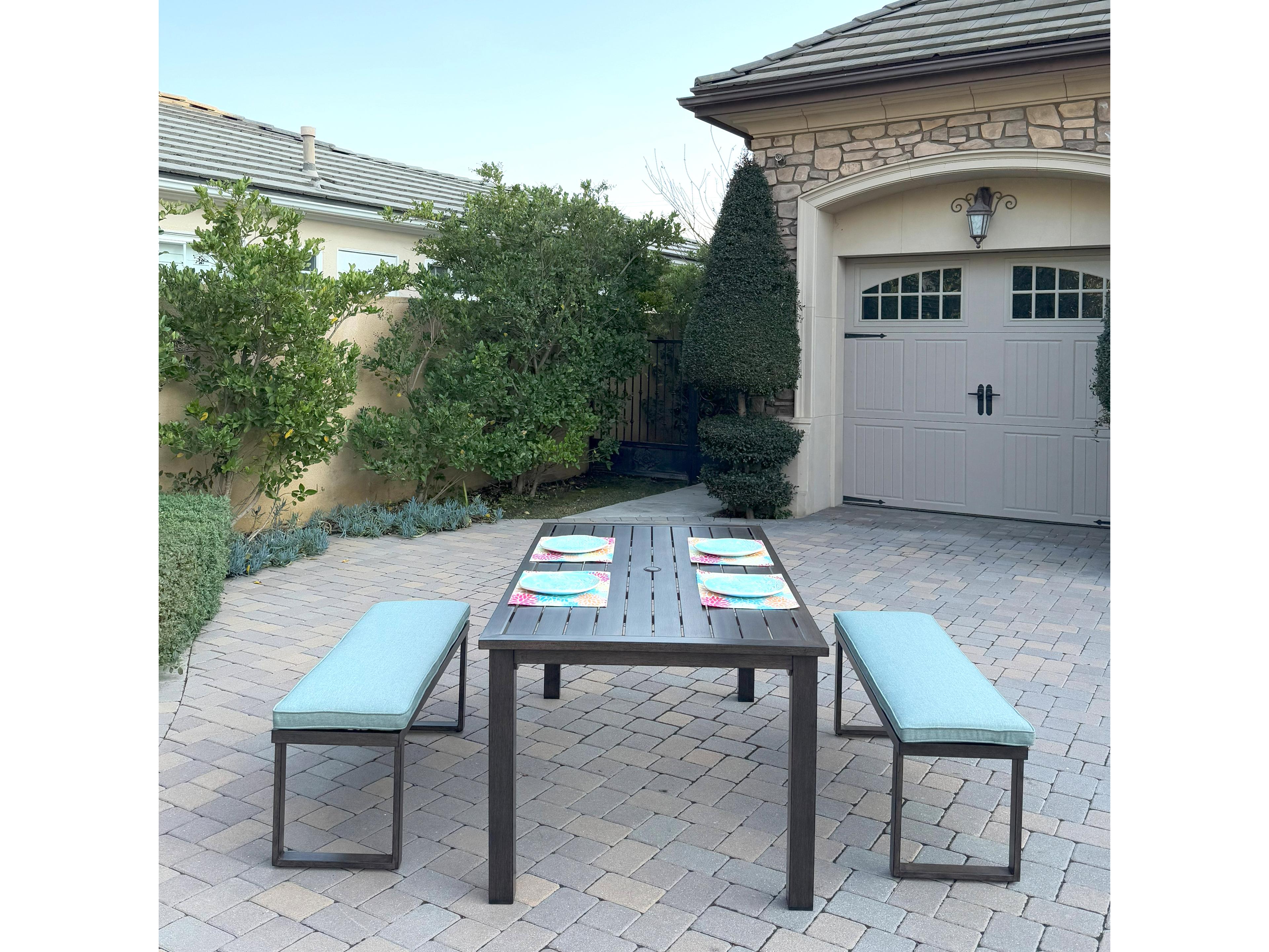 Atlantis Aluminum 3-Piece Patio Dining Set with 70" x 41.7" Rectangular Table