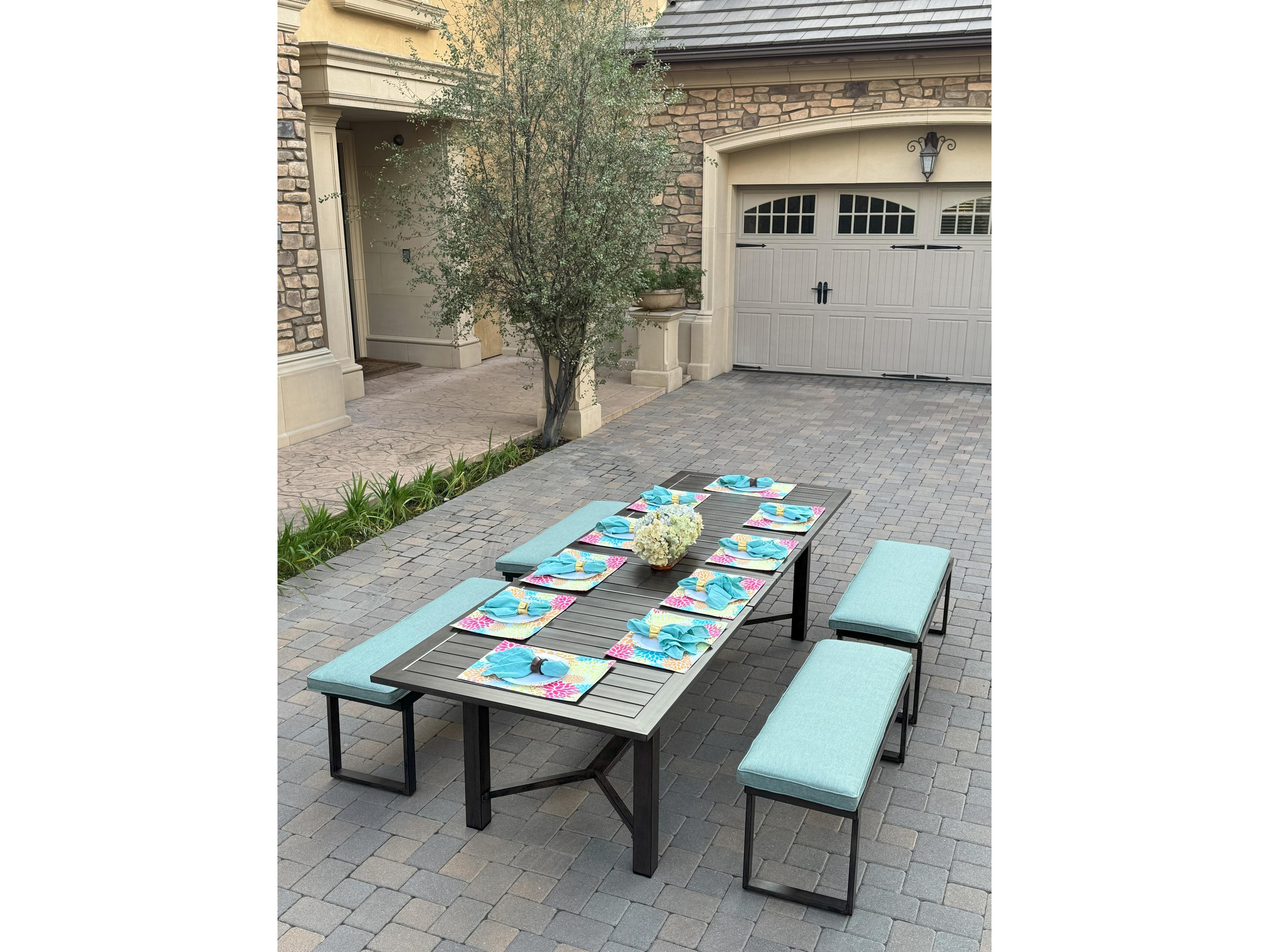 Darlee Outdoor Living Atlantis Aluminum 5-Piece Patio Dining Set with 118 feet' X 40 feet' / 90 feet' X 40 feet'  Rectangular Extension Table