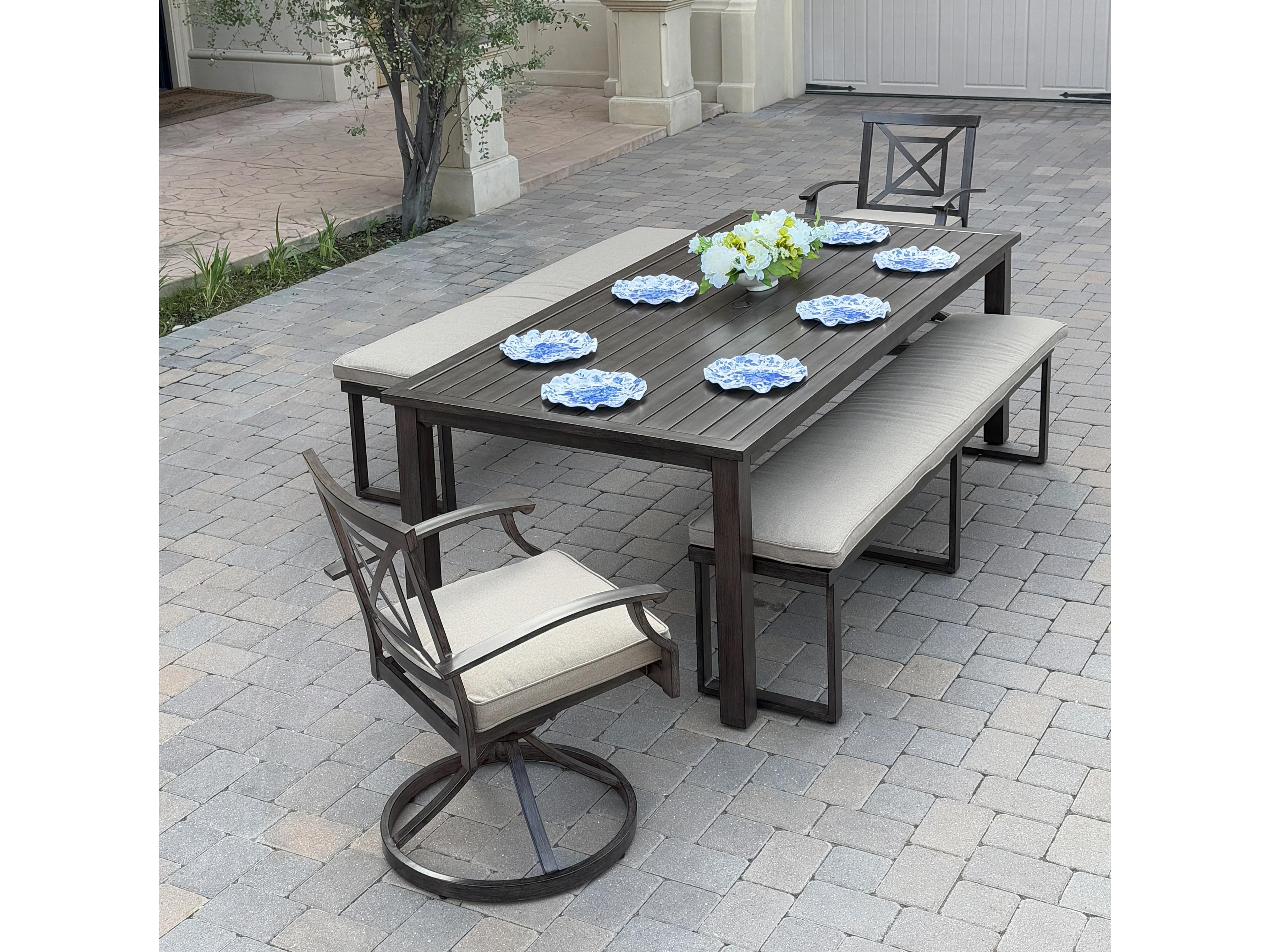 Atlantis Aluminum 5-Piece Patio Dining Set with 41.7" x 88 feet' Rectangular Table