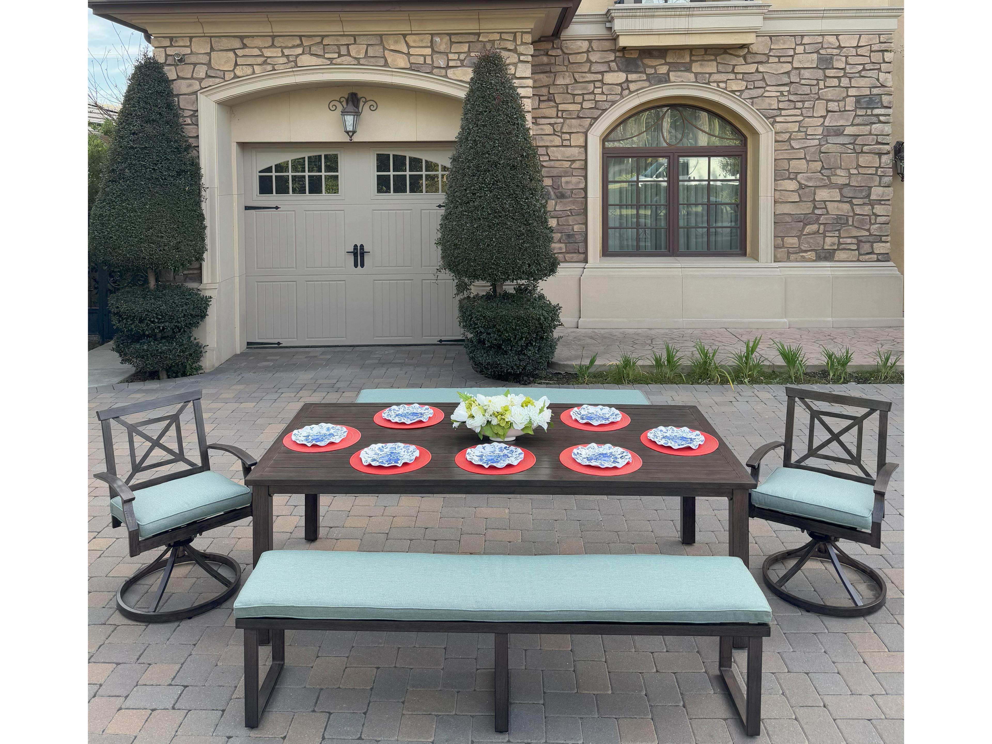 Atlantis Aluminum 5-Piece Patio Dining Set with 41.7" x 88 feet' Rectangular Table