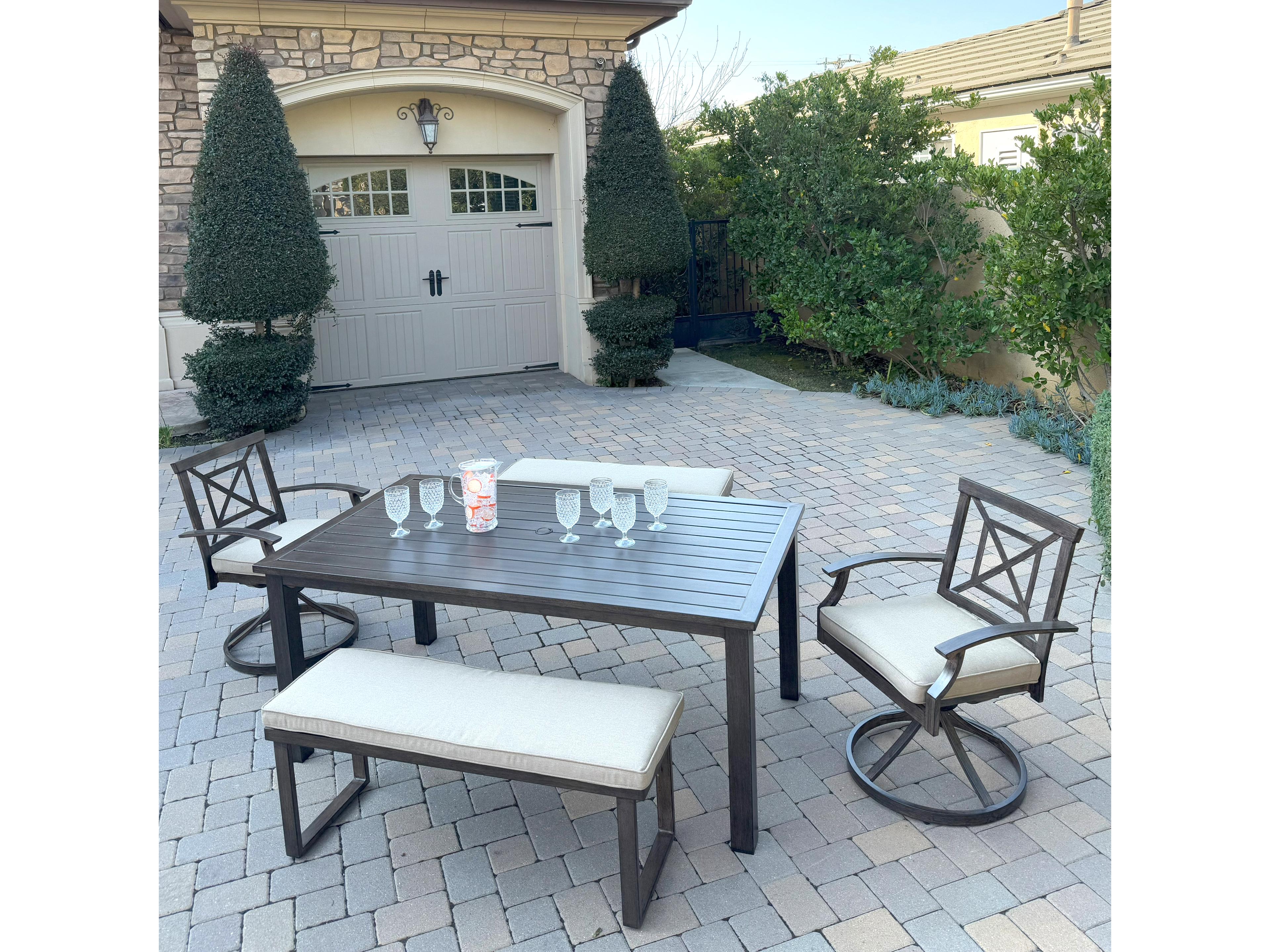 Atlantis Aluminum 5-Piece Patio Dining Set with 70" x 41.7" Rectangular Table