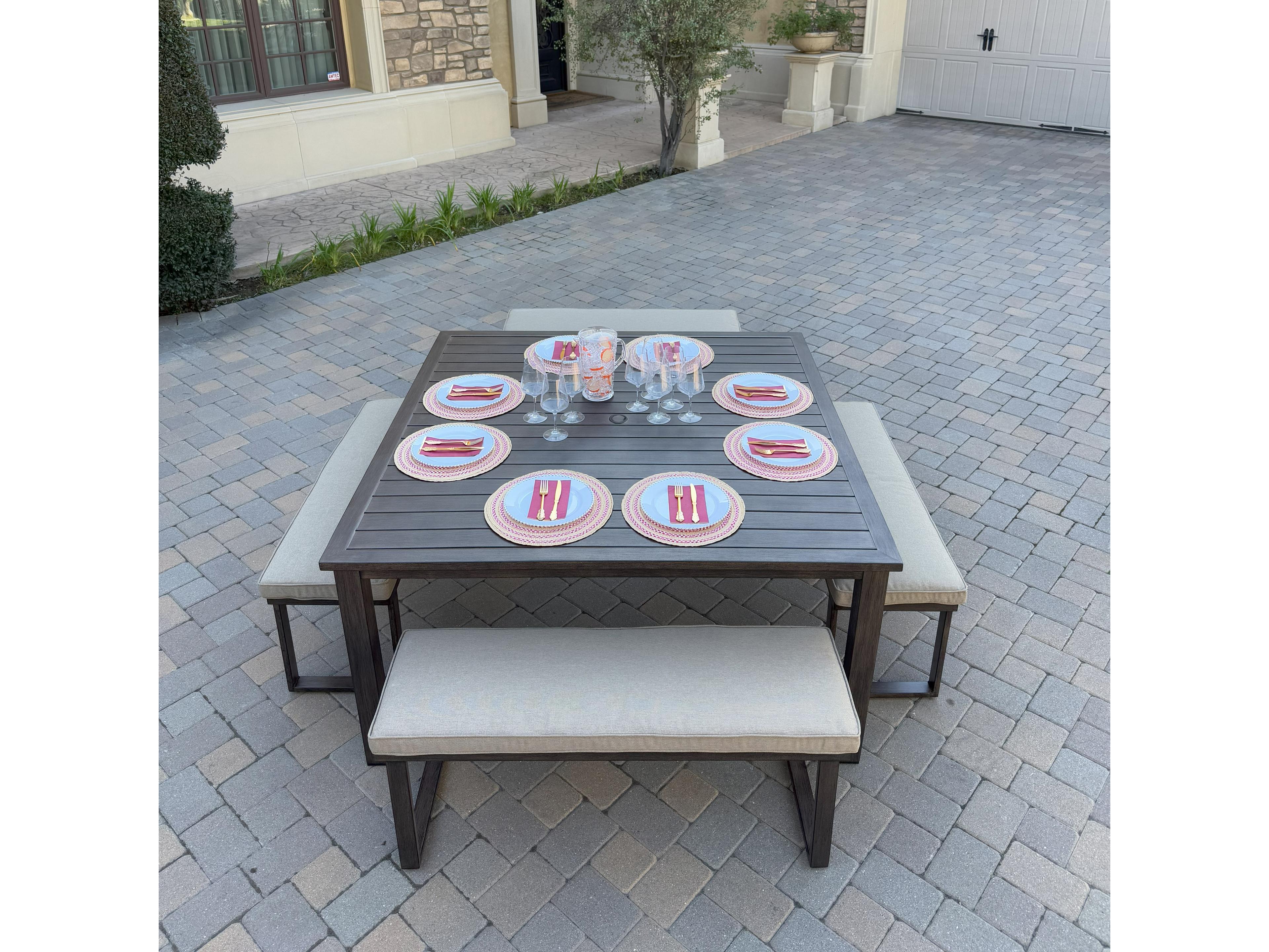 Atlantis Aluminum 5-Piece Patio Dining Set with 61.5 feet' Square Table