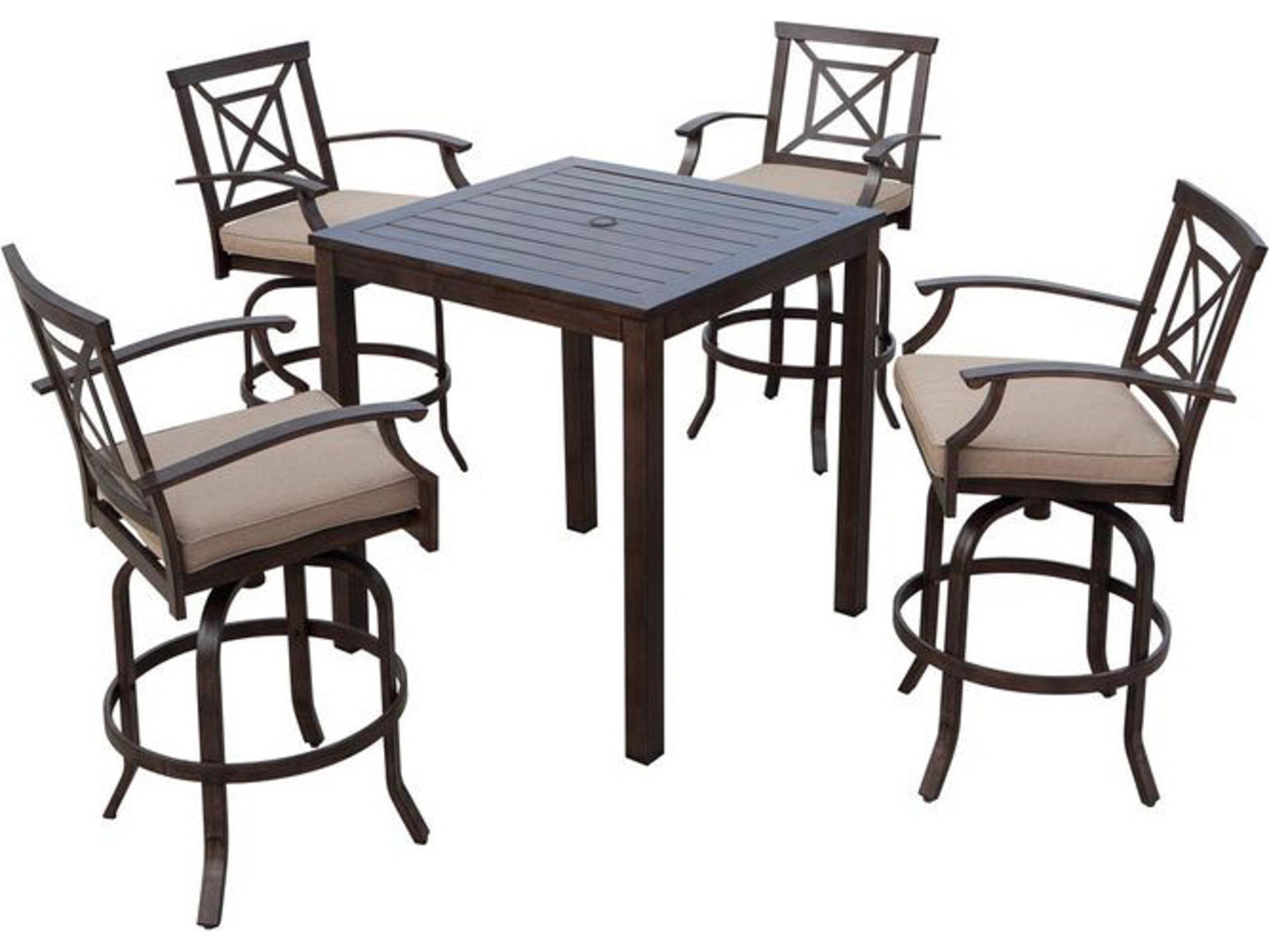Darlee Outdoor Living Atlantis Walnut Aluminum Dining Set in Beige