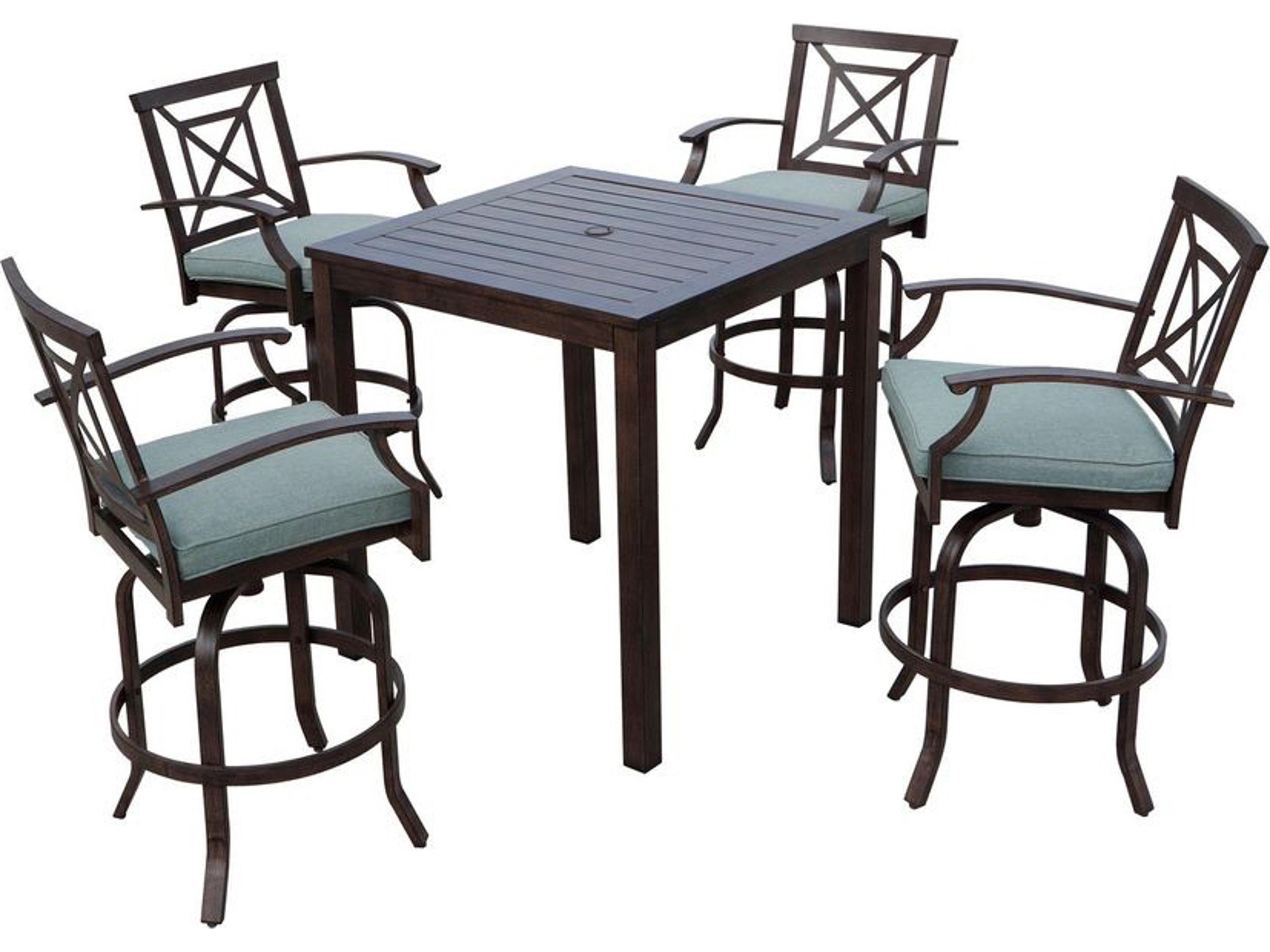 Darlee Outdoor Living Atlantis Walnut Aluminum Dining Set in Spa