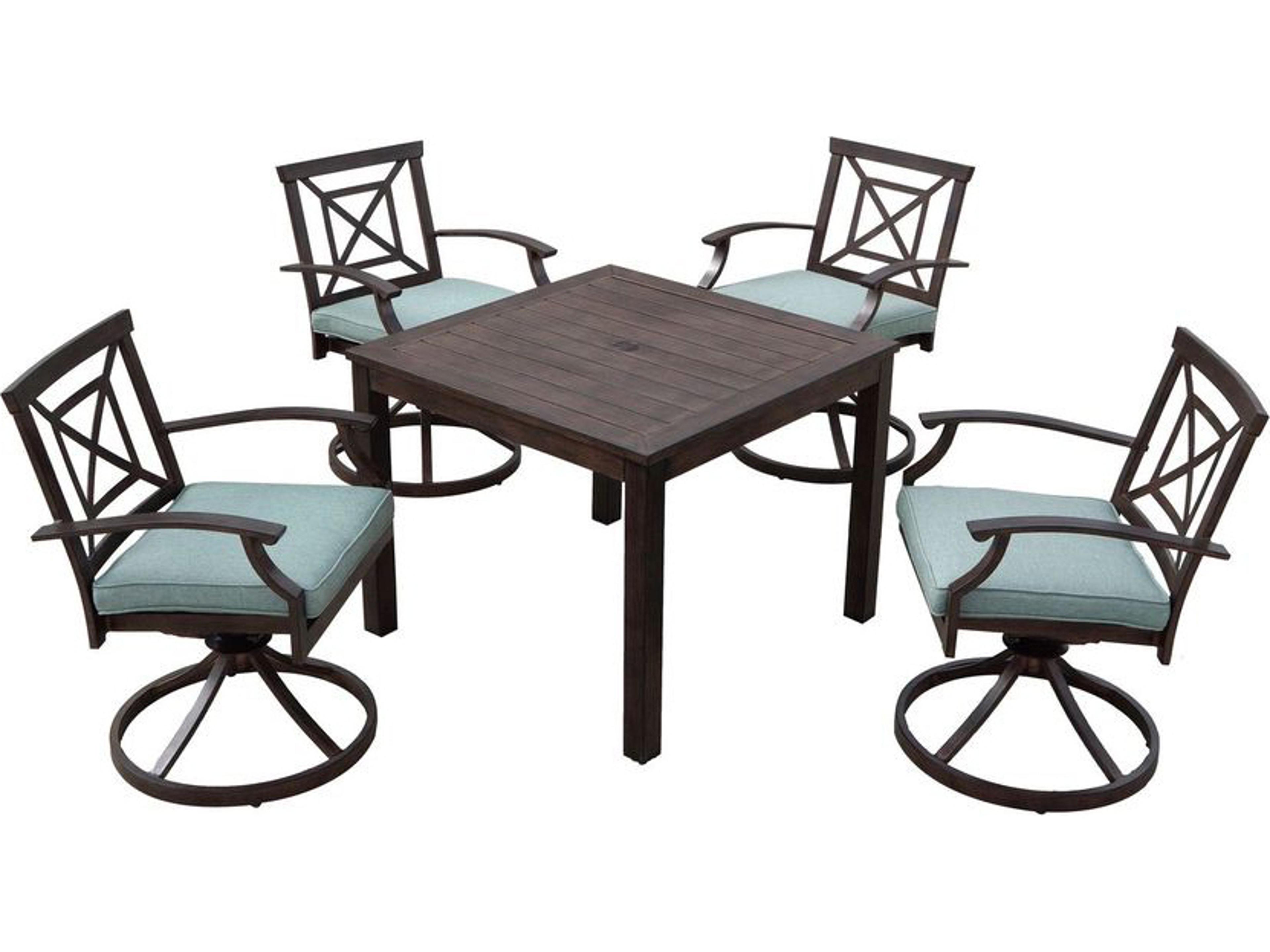 Darlee Outdoor Living Atlantis Walnut Aluminum Dining Set in Spa