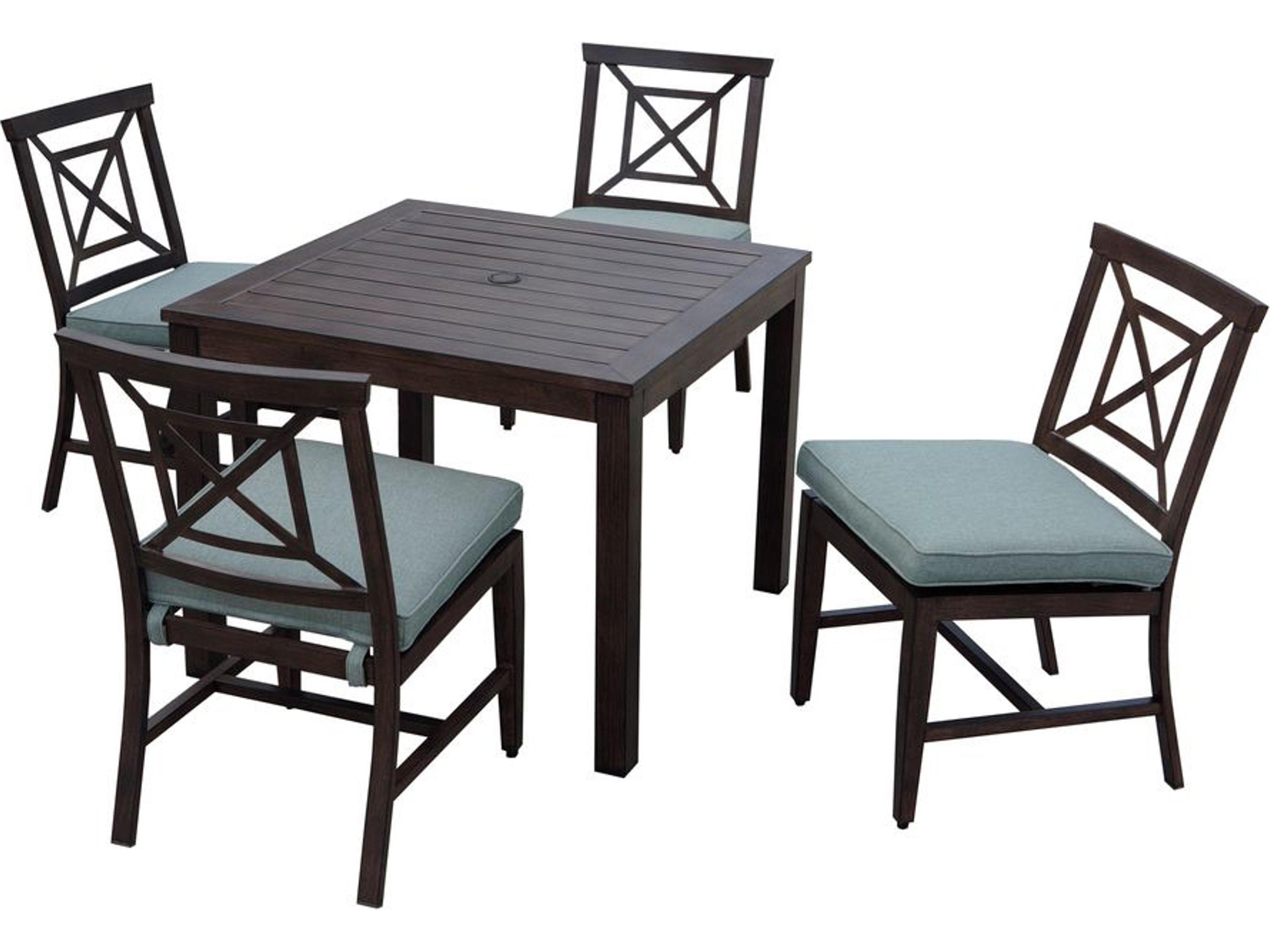 Darlee Outdoor Living Atlantis Walnut Aluminum Dining Set in Spa