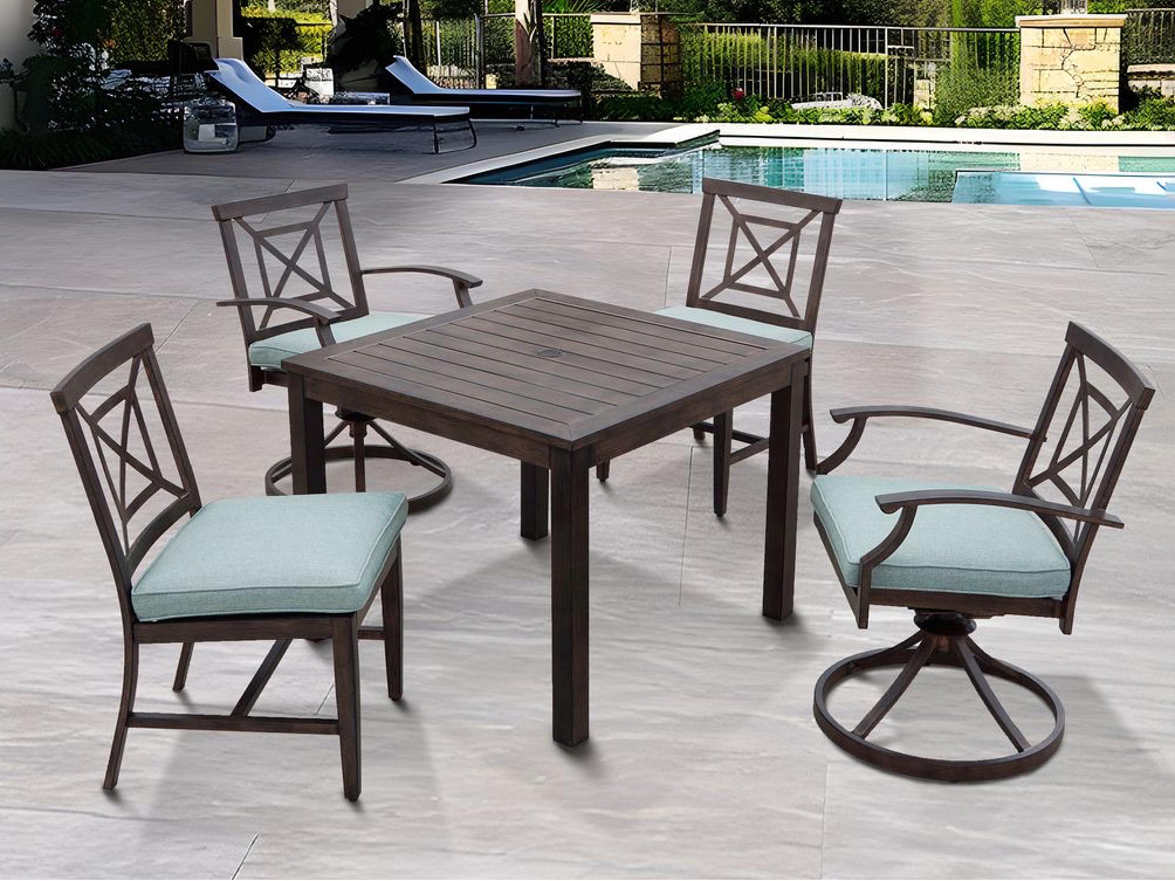 Atlantis Walnut Aluminum Dining Set in Spa