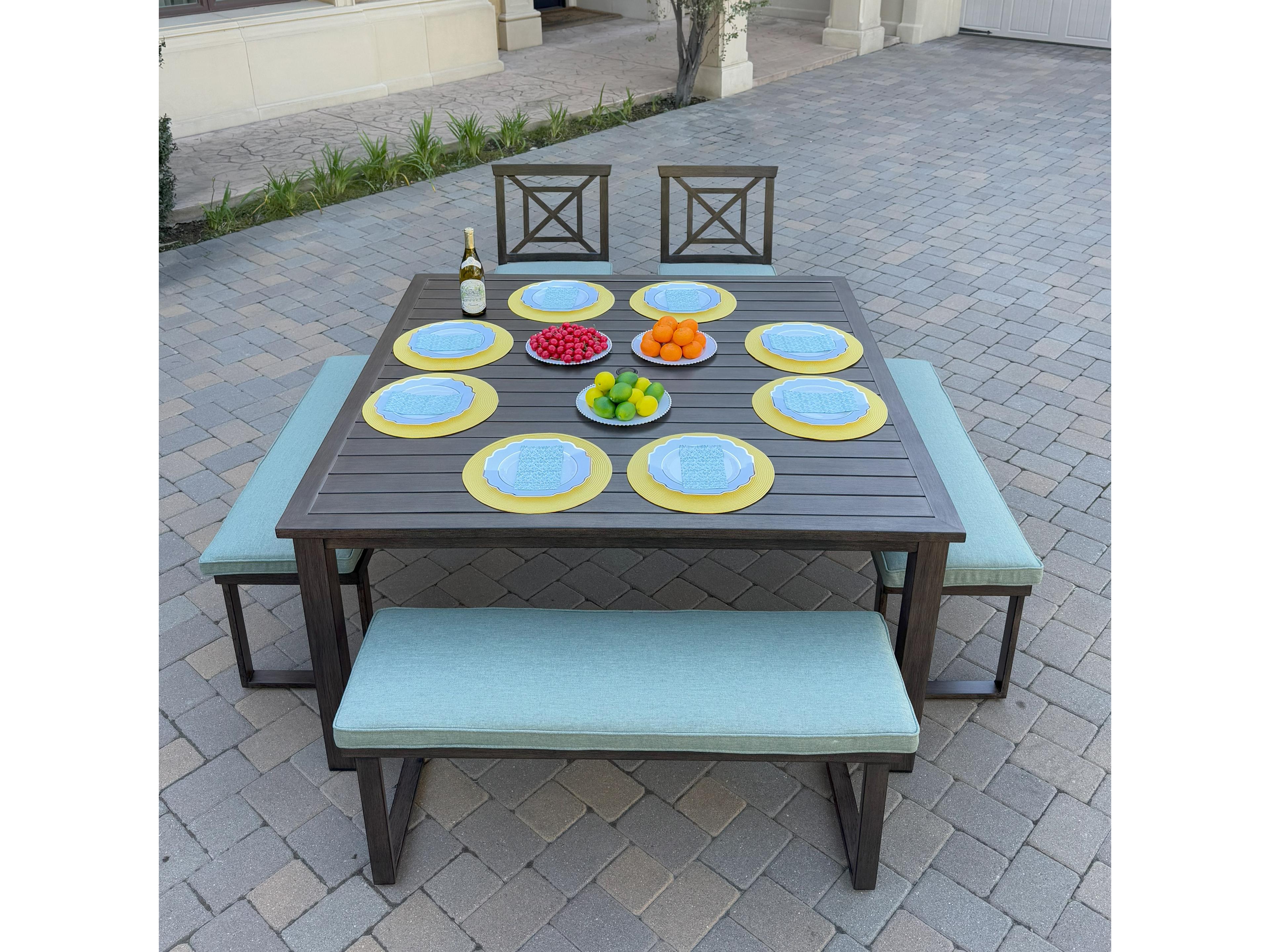 Atlantis Aluminum 6-Piece Patio Dining Set with 61.5 feet' Square Table