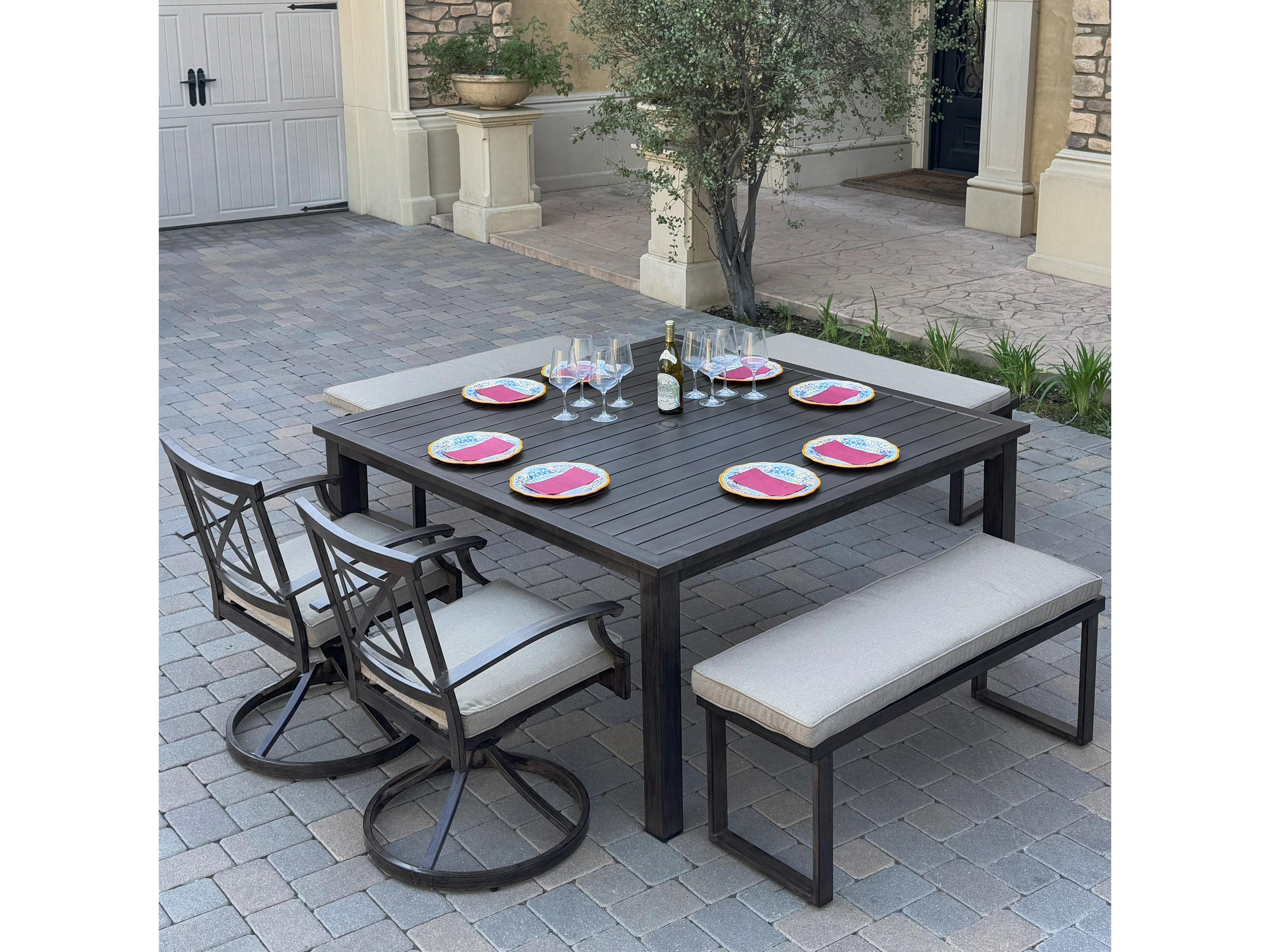 Atlantis Aluminum 6-Piece Patio Dining Set with 61.5 feet' Square Table