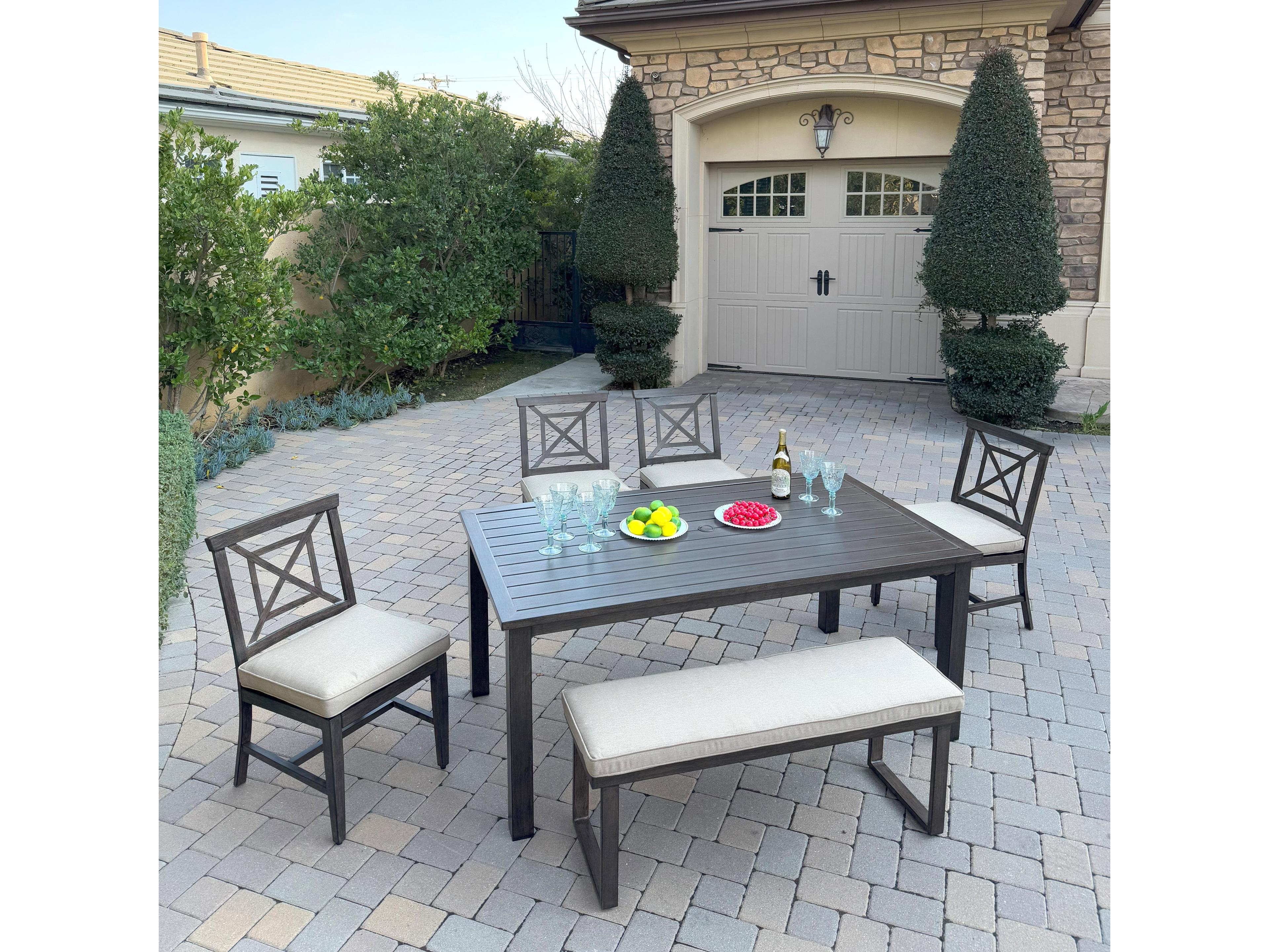 Atlantis Aluminum 6-Piece Patio Dining Set with 70" x 41.7" Rectangular Table