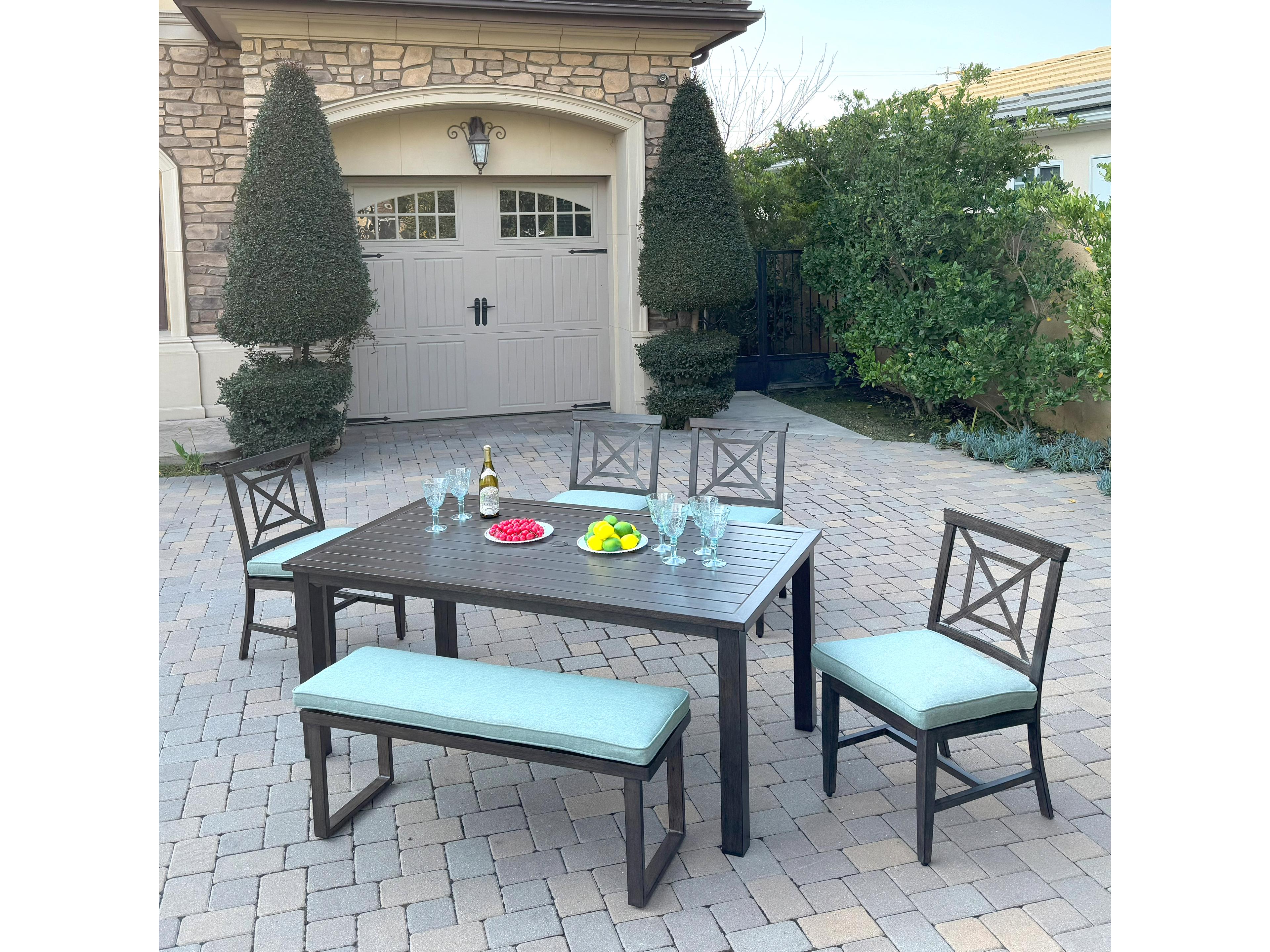 Atlantis Aluminum 6-Piece Patio Dining Set with 70" x 41.7" Rectangular Table