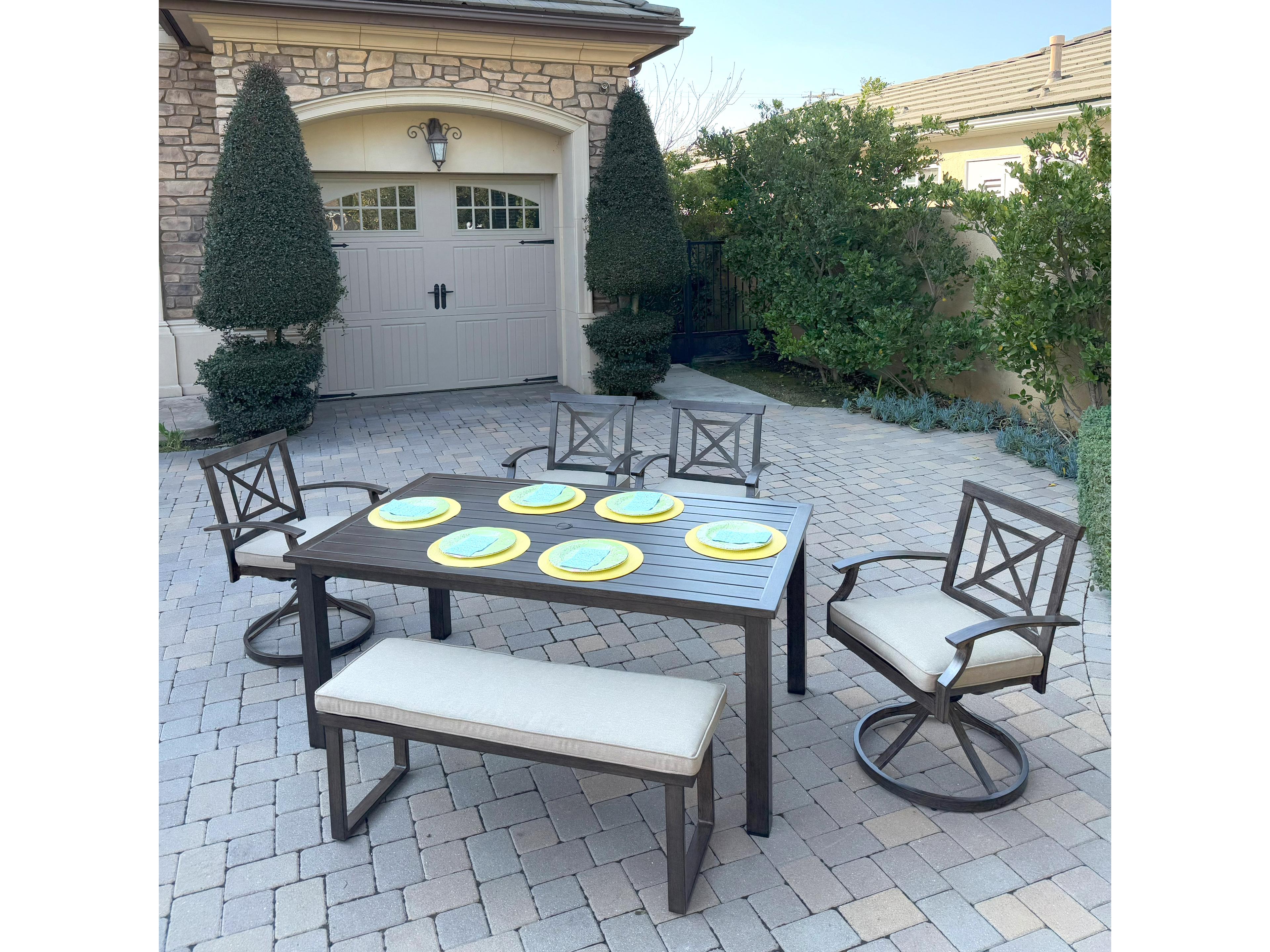Atlantis Aluminum 6-Piece Patio Dining Set with 70" x 41.7" Rectangular Table