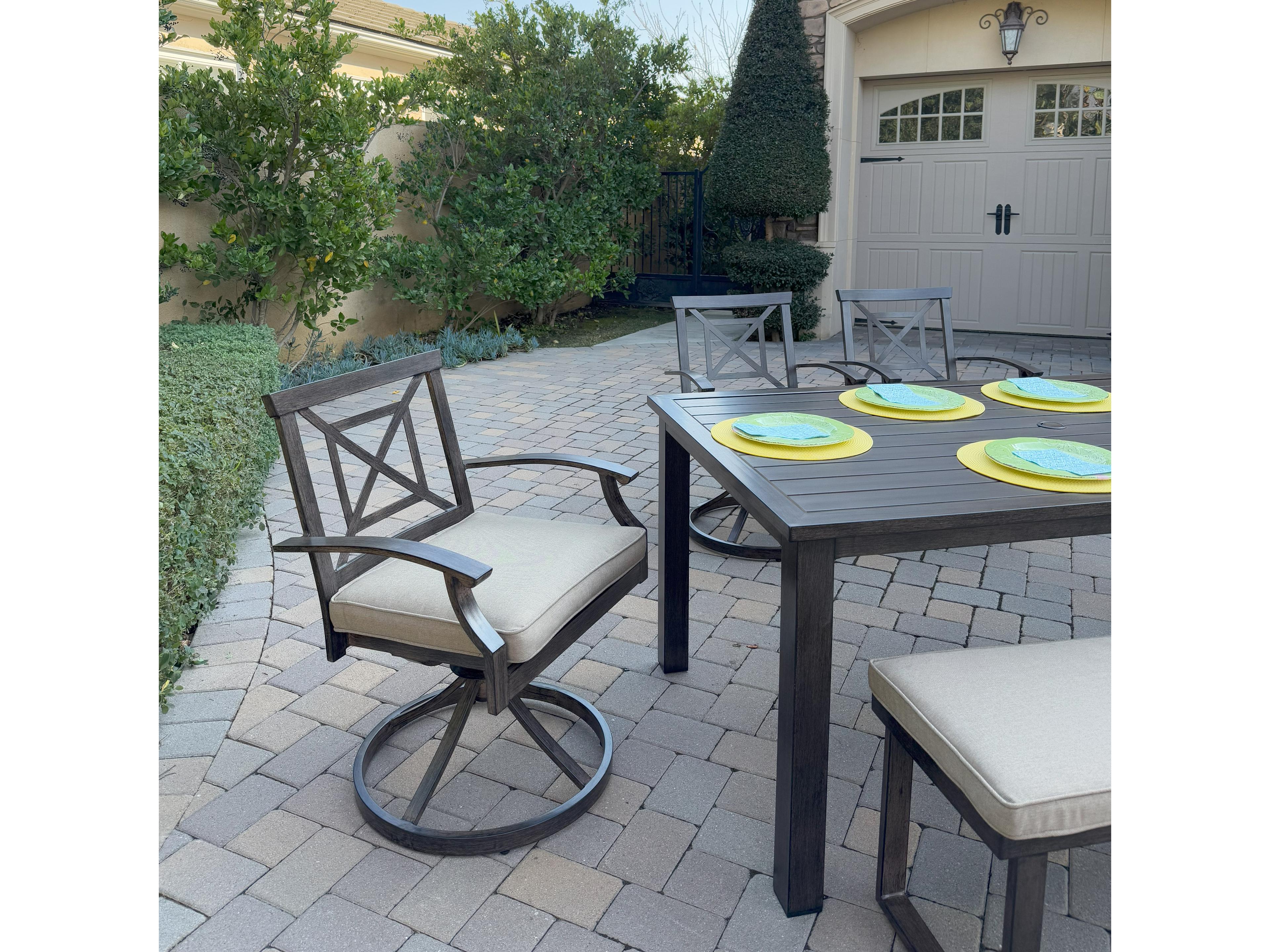 Darlee Outdoor Living Atlantis Aluminum 6-Piece Patio Dining Set with 70" x 41.7" Rectangular Table