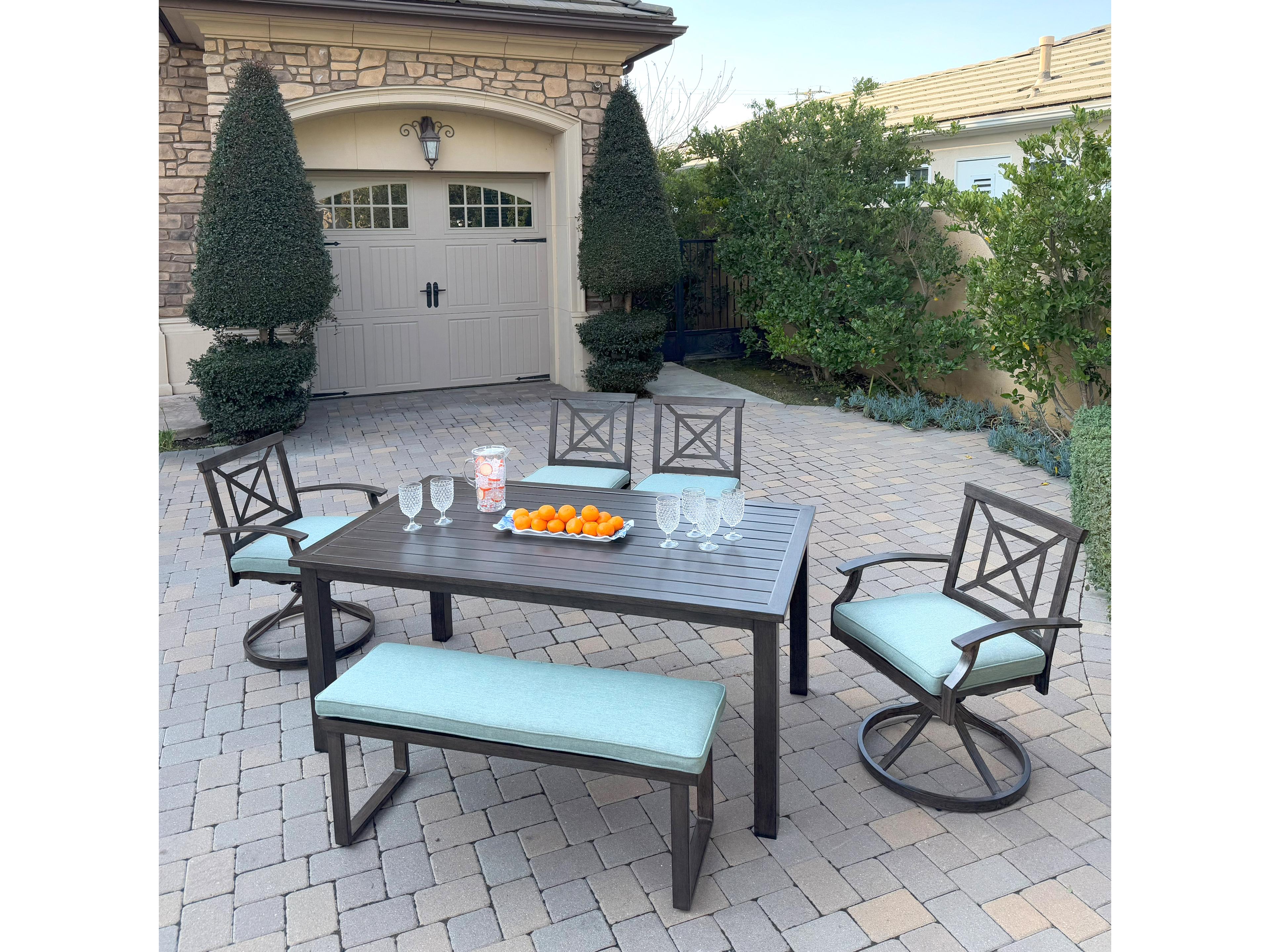 Atlantis Aluminum 6-Piece Patio Dining Set with 70" x 41.7" Rectangular Table