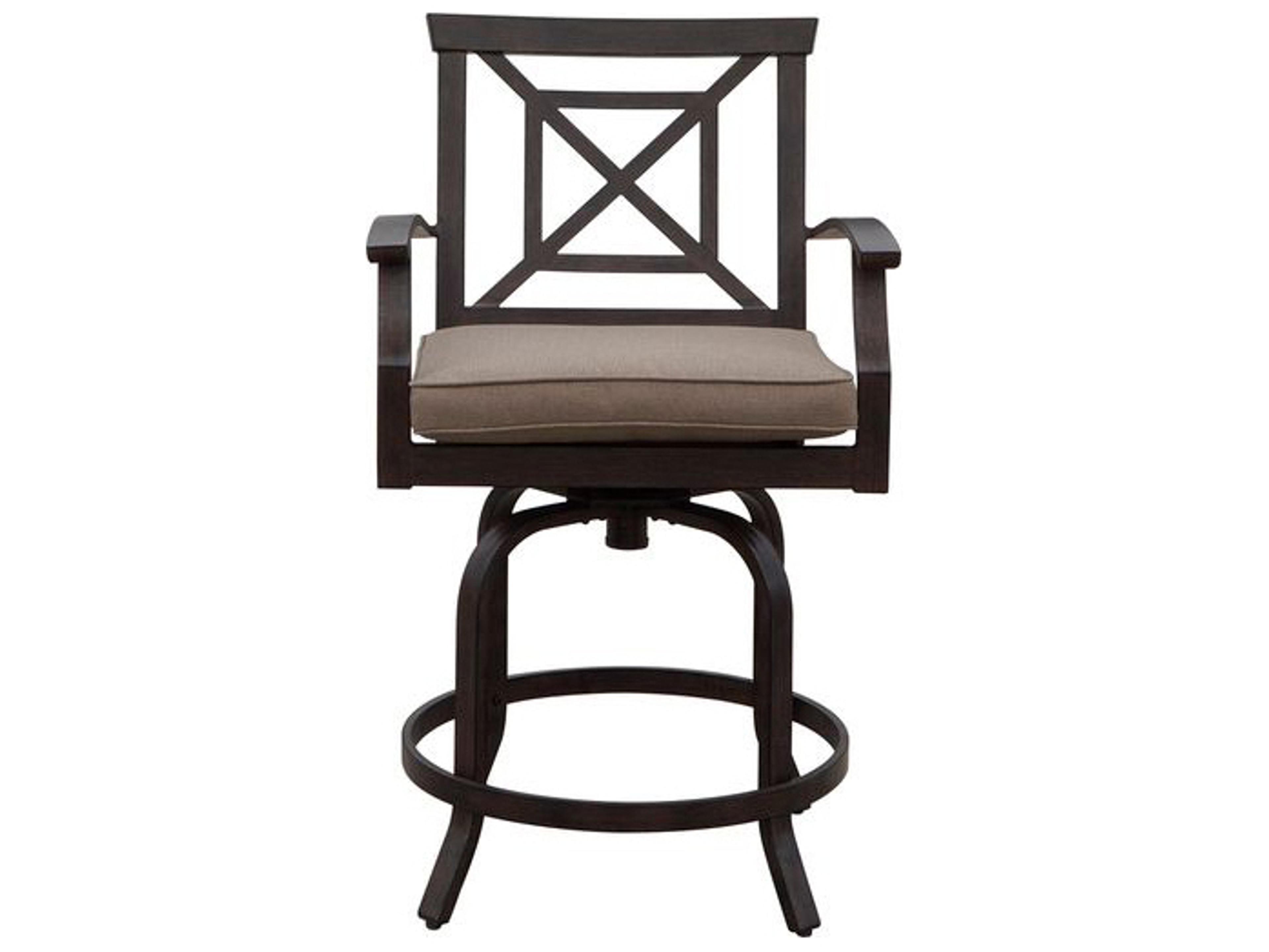 Darlee Outdoor Living Atlantis Walnut Aluminum Cushion Counter Stool in Beige