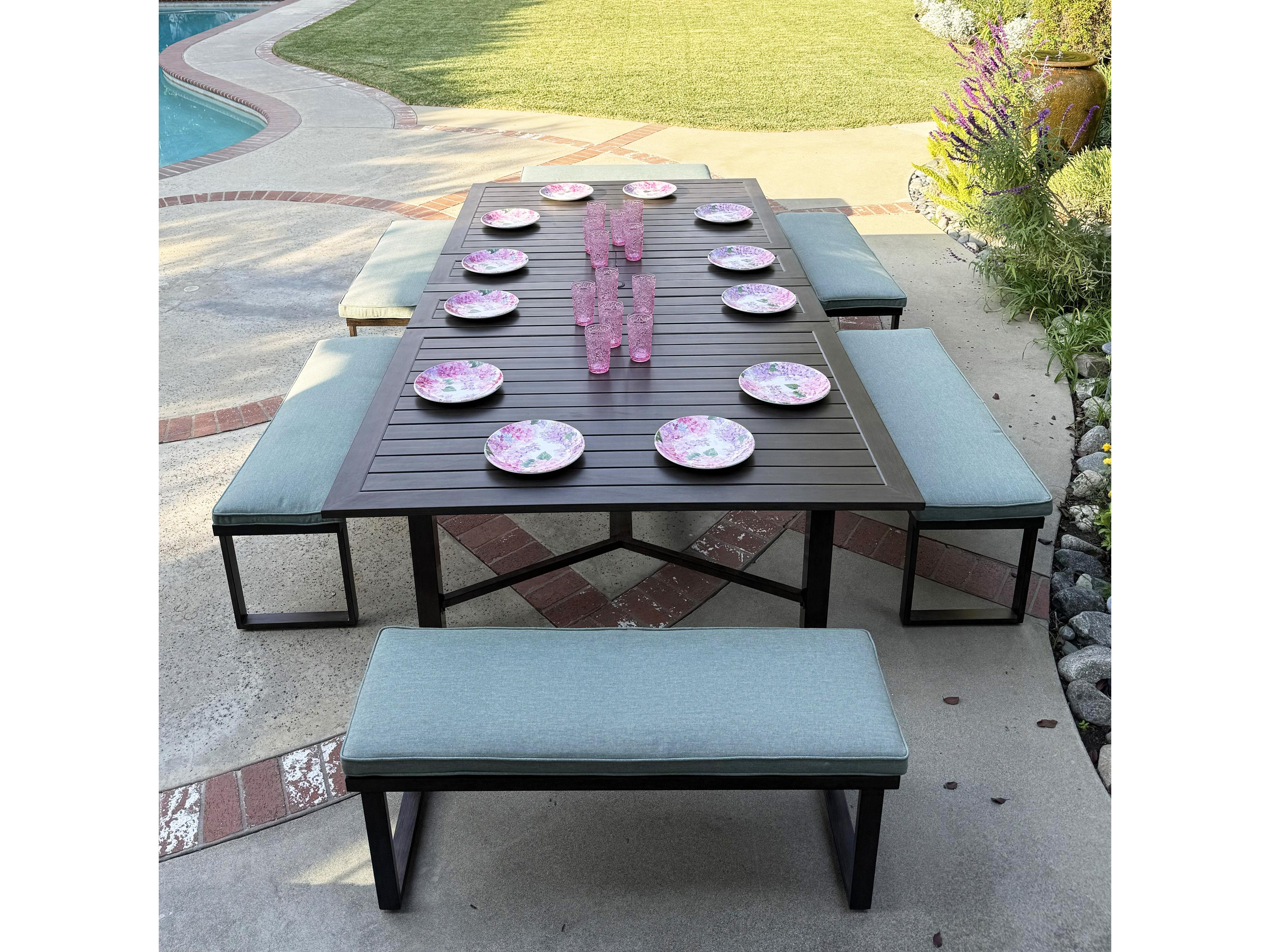 Atlantis Walnut Aluminum Dining Set