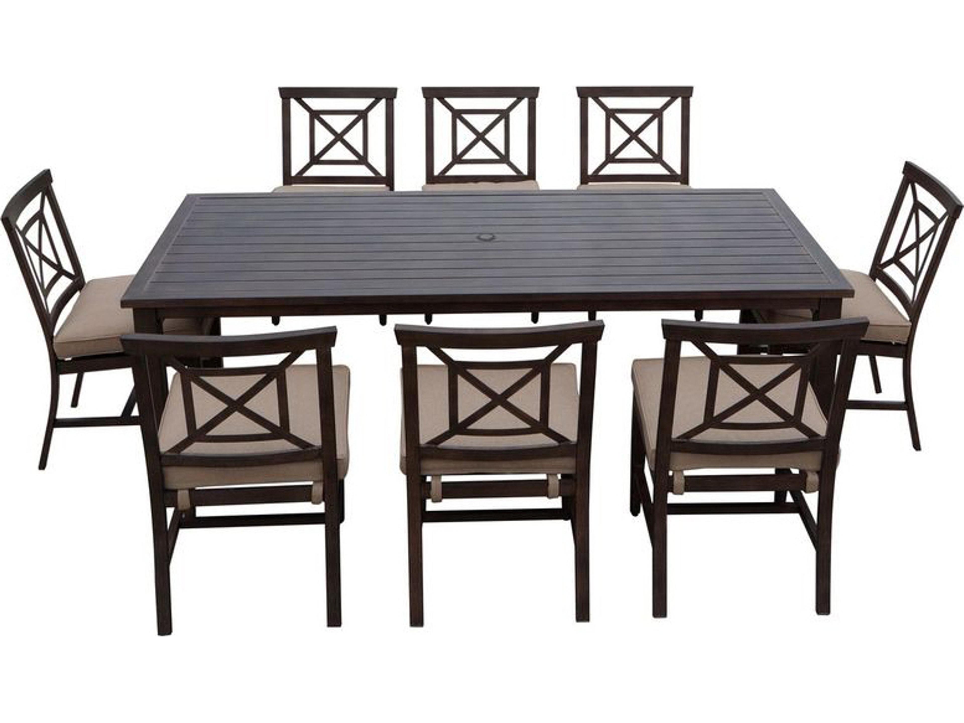 Darlee Outdoor Living Atlantis Walnut Aluminum Dining Set in Beige