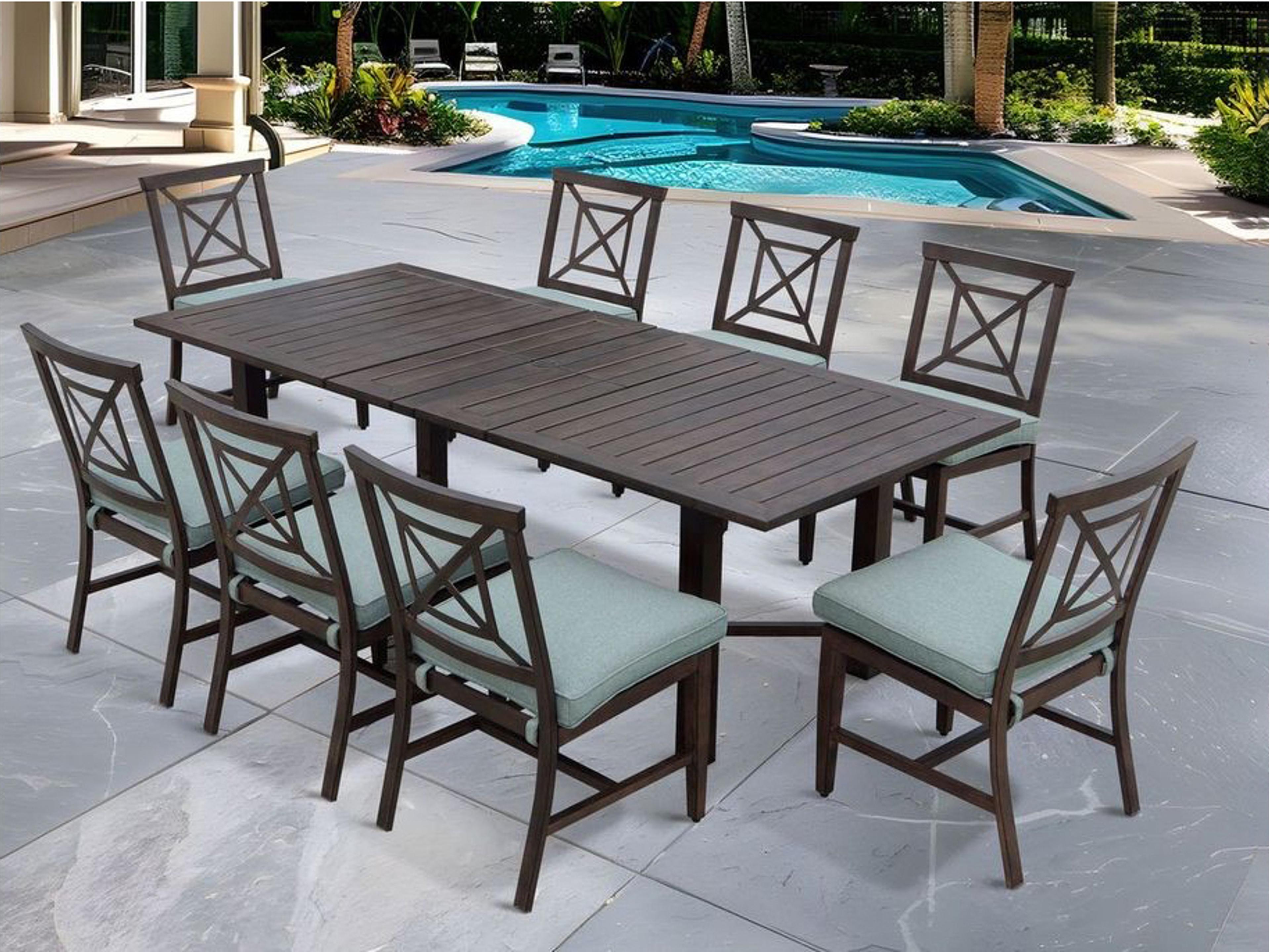Atlantis Walnut Aluminum Dining Set in Spa