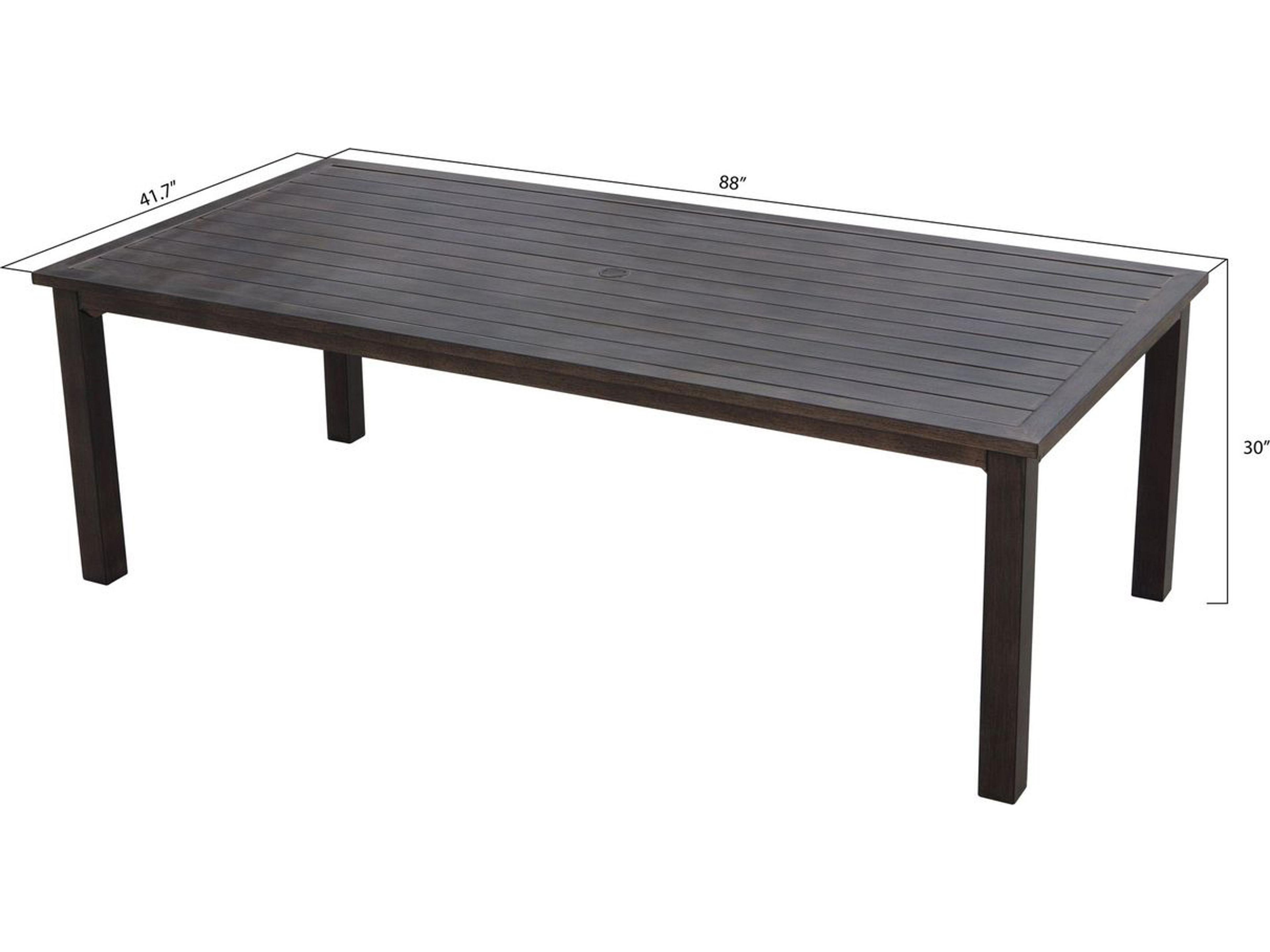 Darlee Outdoor Living Atlantis Walnut Aluminum Rectangular Umbrella Hole Dining Table