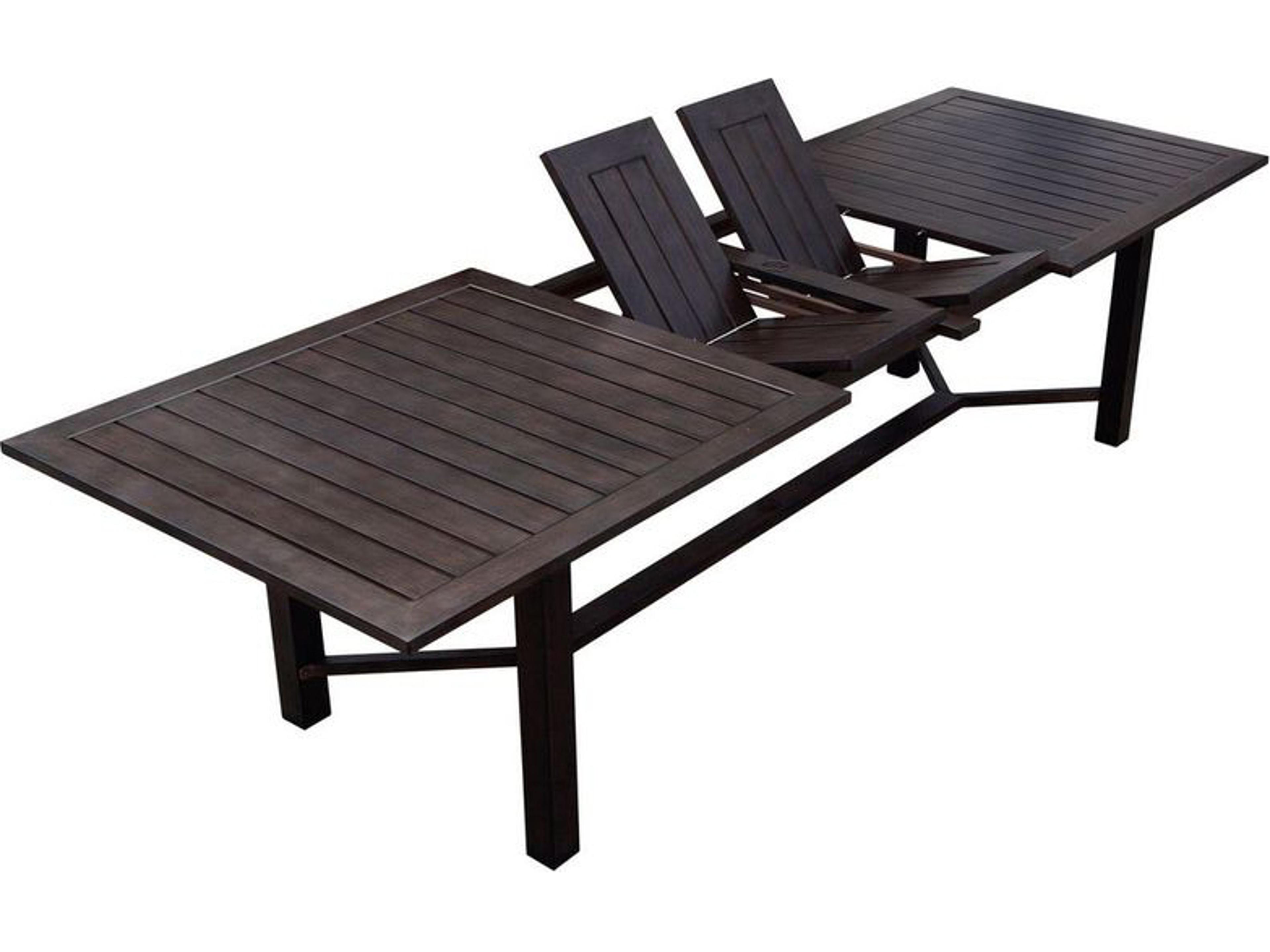 Darlee Outdoor Living Atlantis Walnut Aluminum Rectangular Umbrella Hole Dining Table