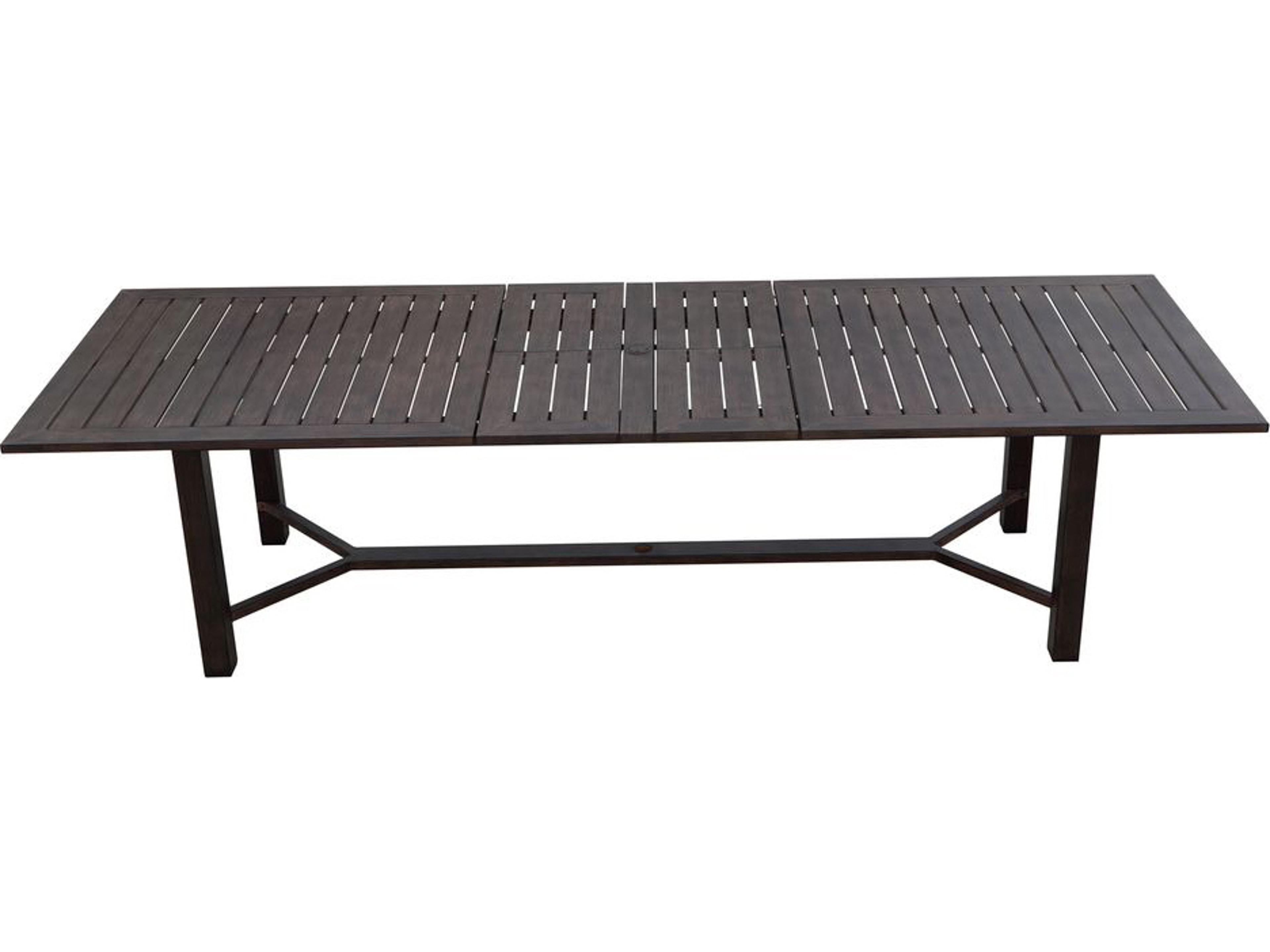 Darlee Outdoor Living Atlantis Walnut Aluminum Rectangular Umbrella Hole Dining Table