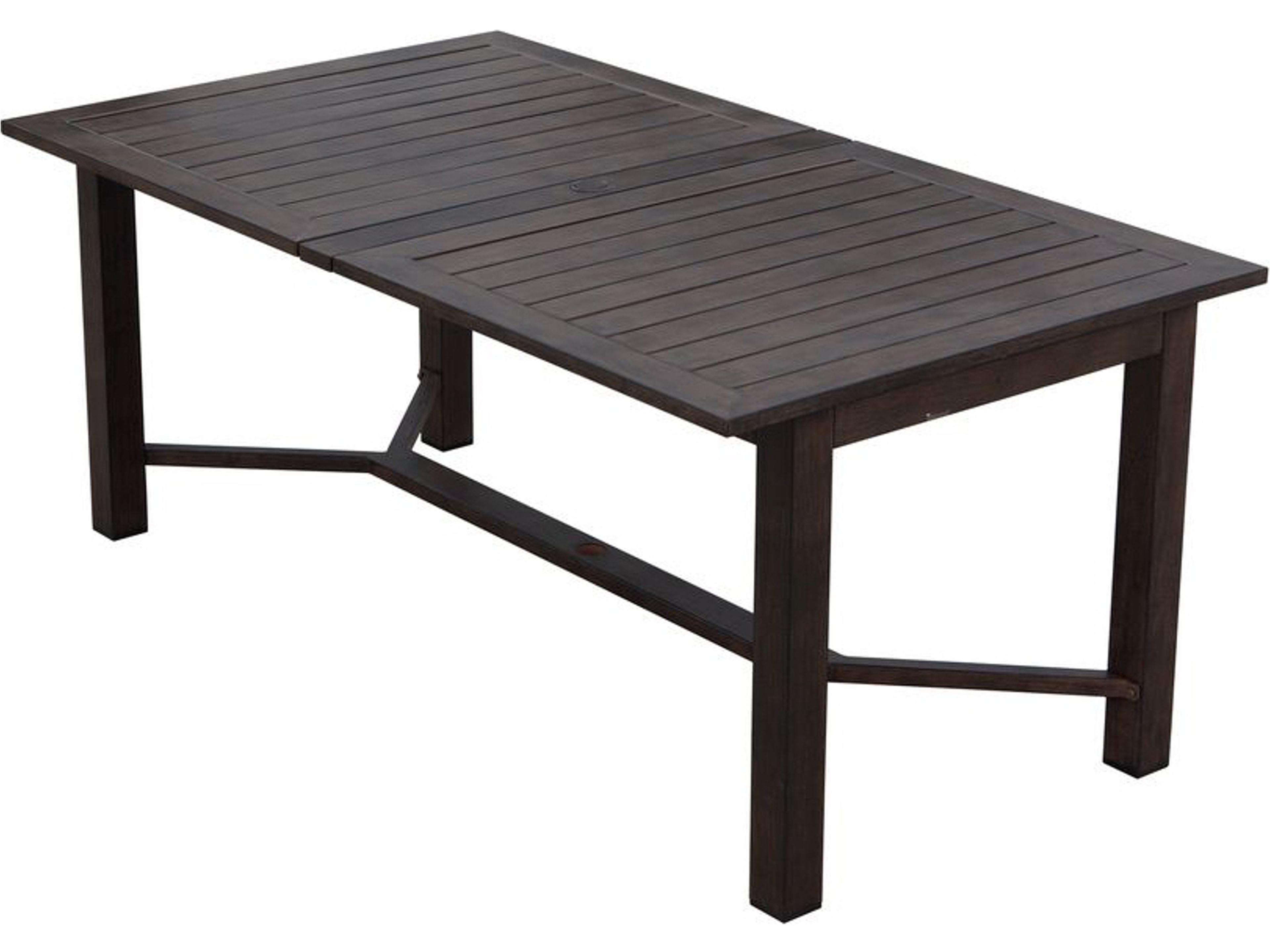 Darlee Outdoor Living Atlantis Walnut Aluminum Rectangular Umbrella Hole Dining Table