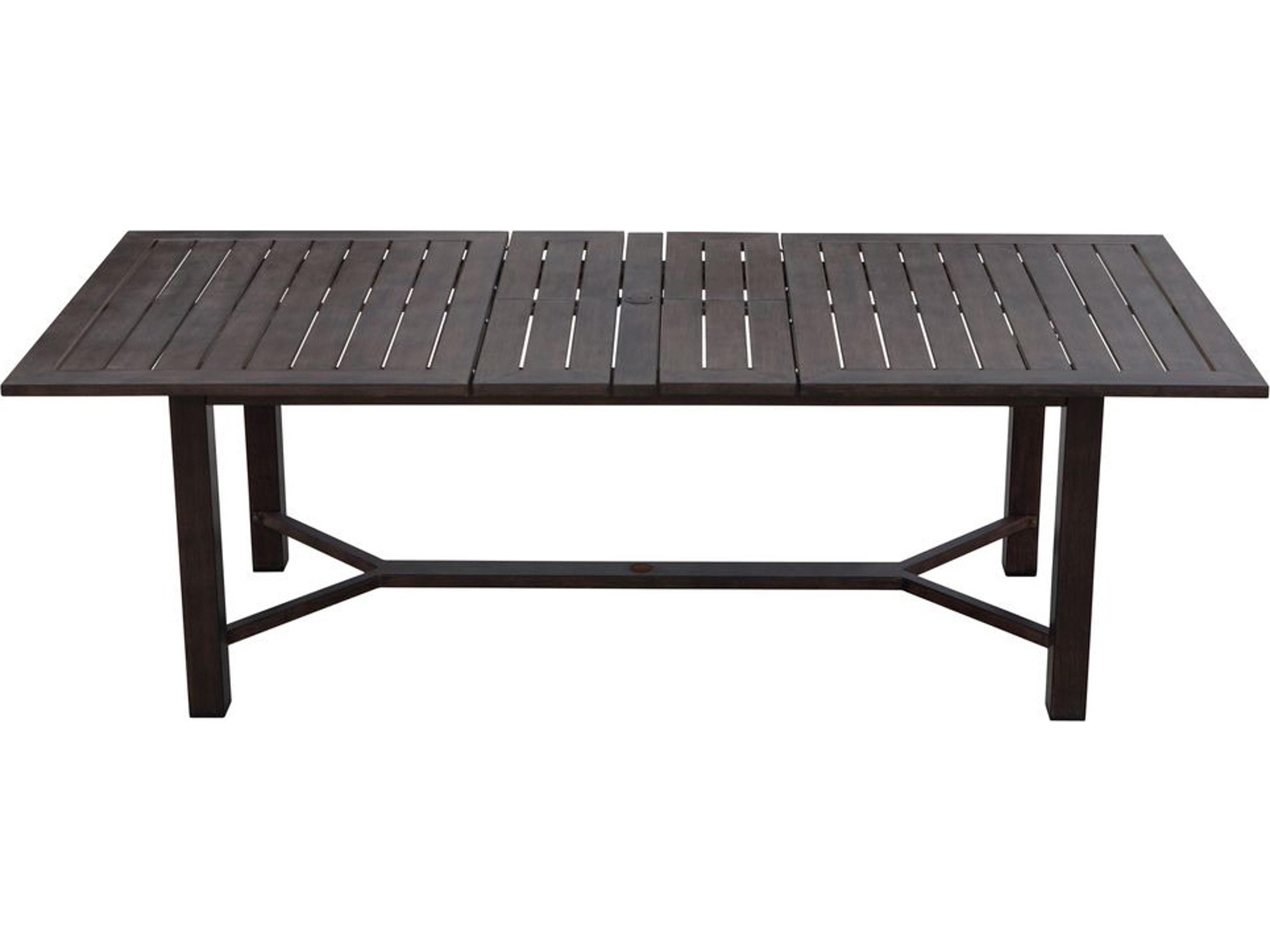 Darlee Outdoor Living Atlantis Walnut Aluminum Rectangular Umbrella Hole Dining Table