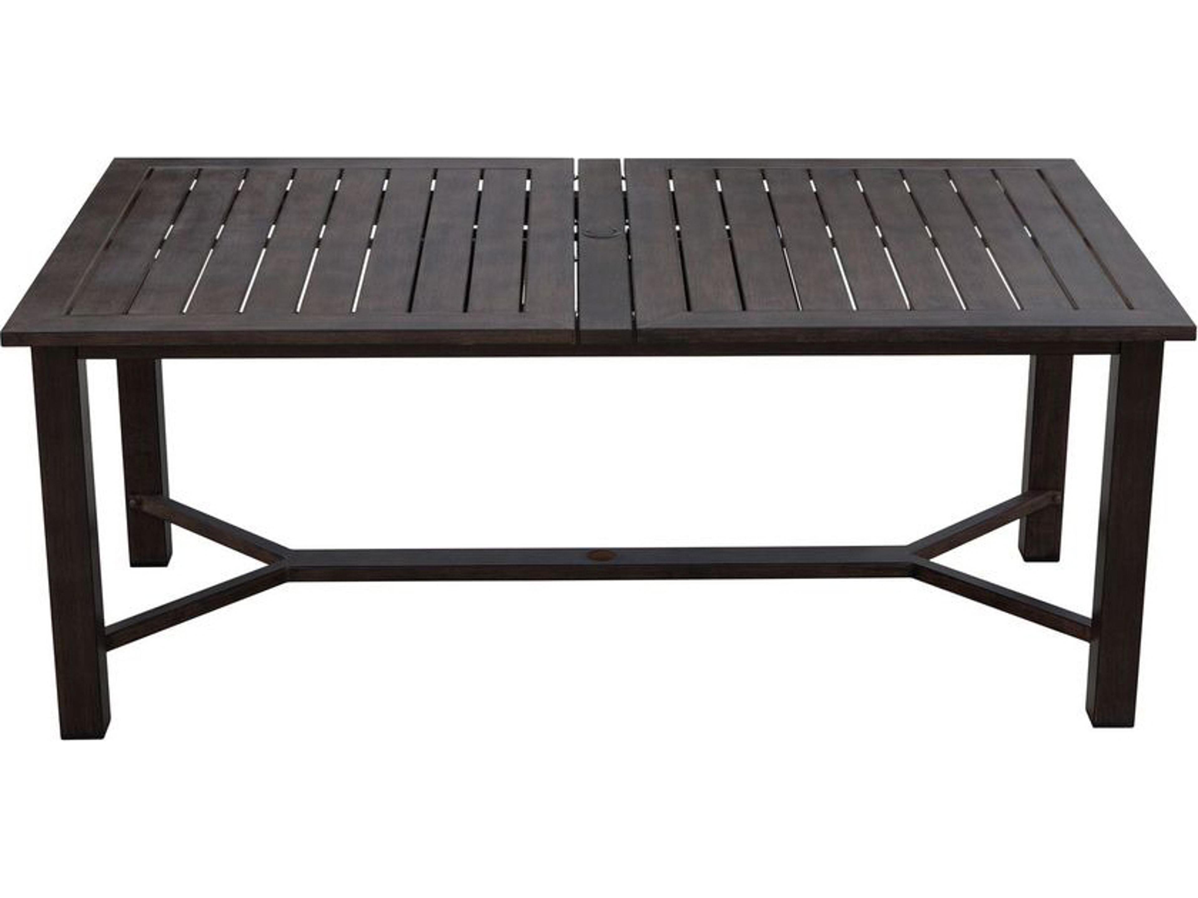 Darlee Outdoor Living Atlantis Walnut Aluminum Rectangular Umbrella Hole Dining Table