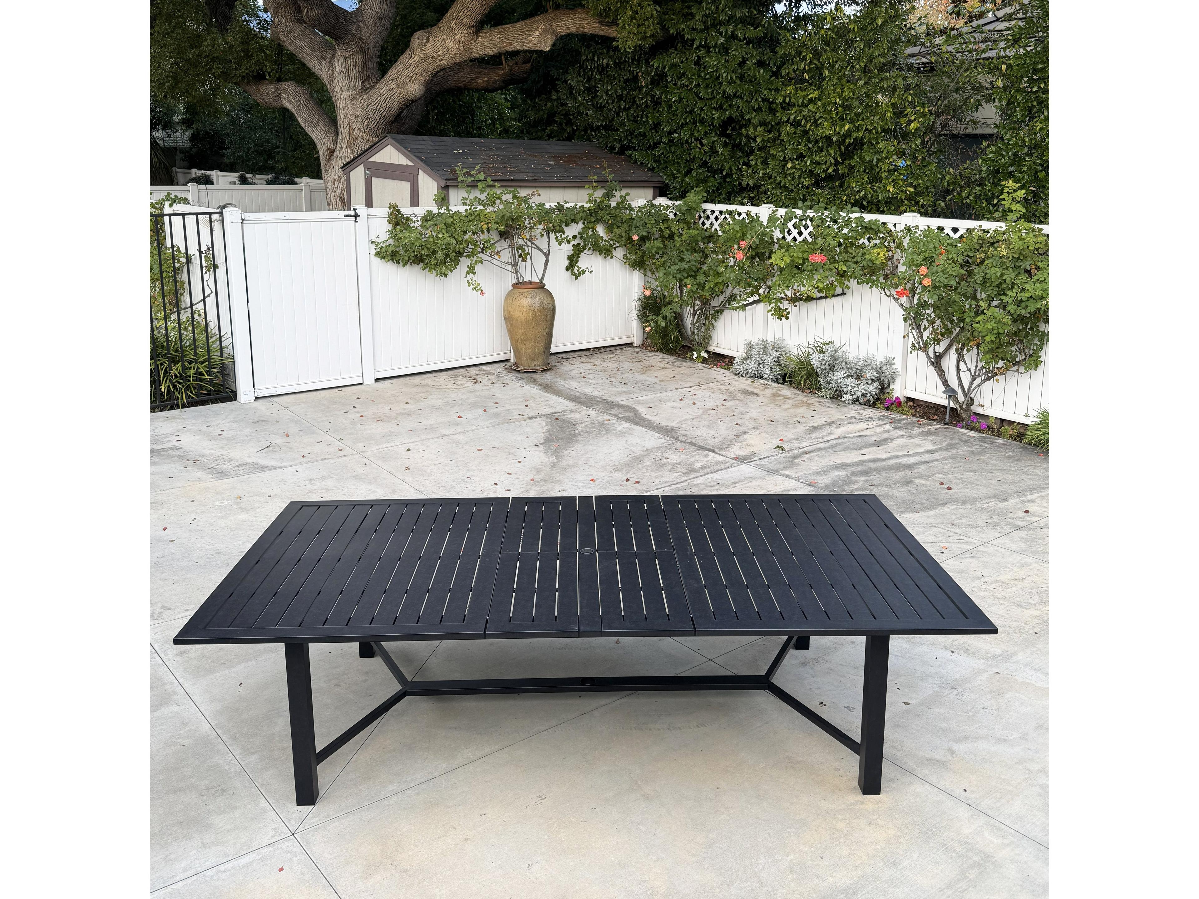 Darlee Outdoor Living Atlantis Antique Bronze Aluminum Rectangular Umbrella Hole Dining Table