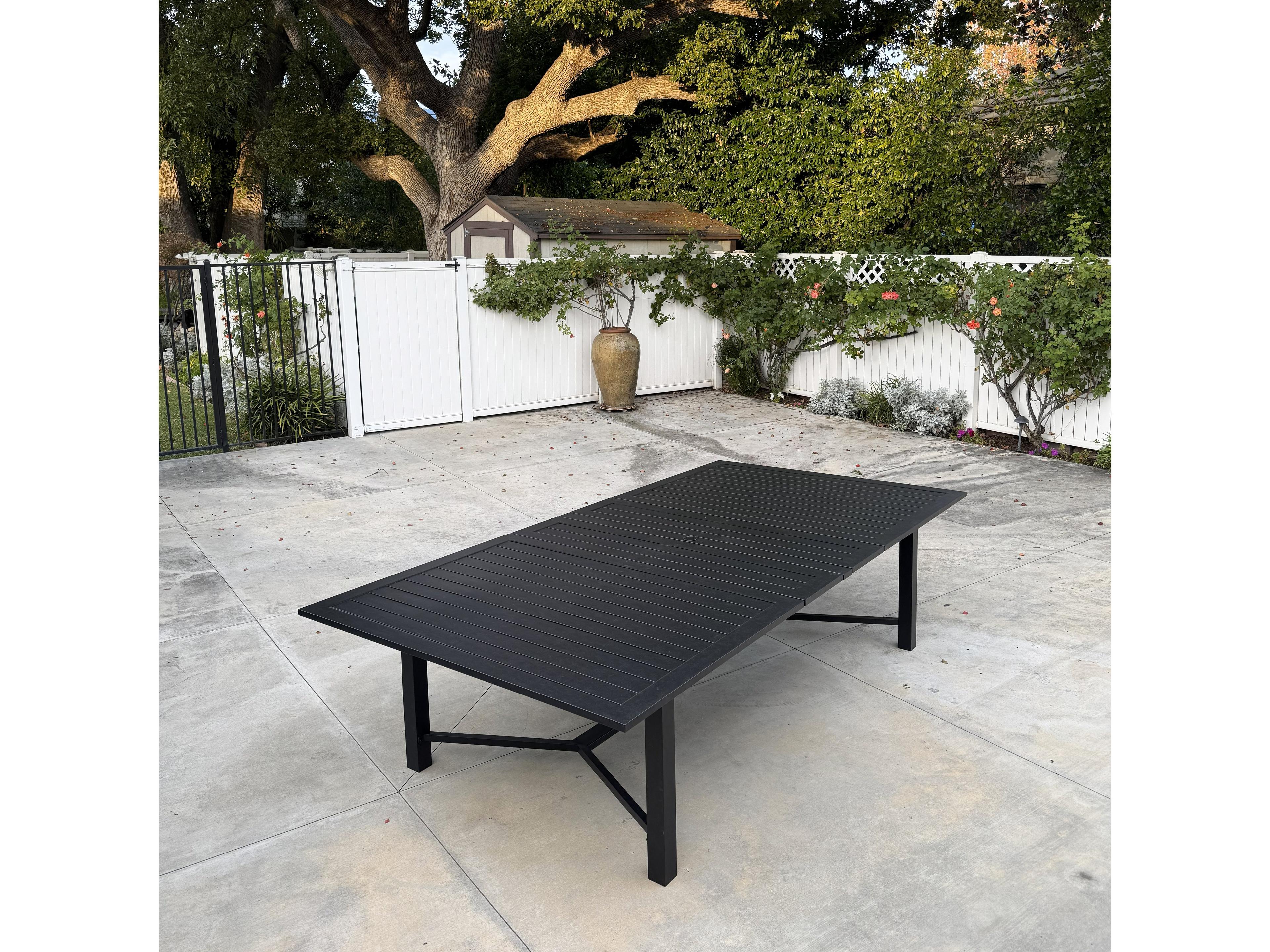 Darlee Outdoor Living Atlantis Antique Bronze Aluminum Rectangular Umbrella Hole Dining Table