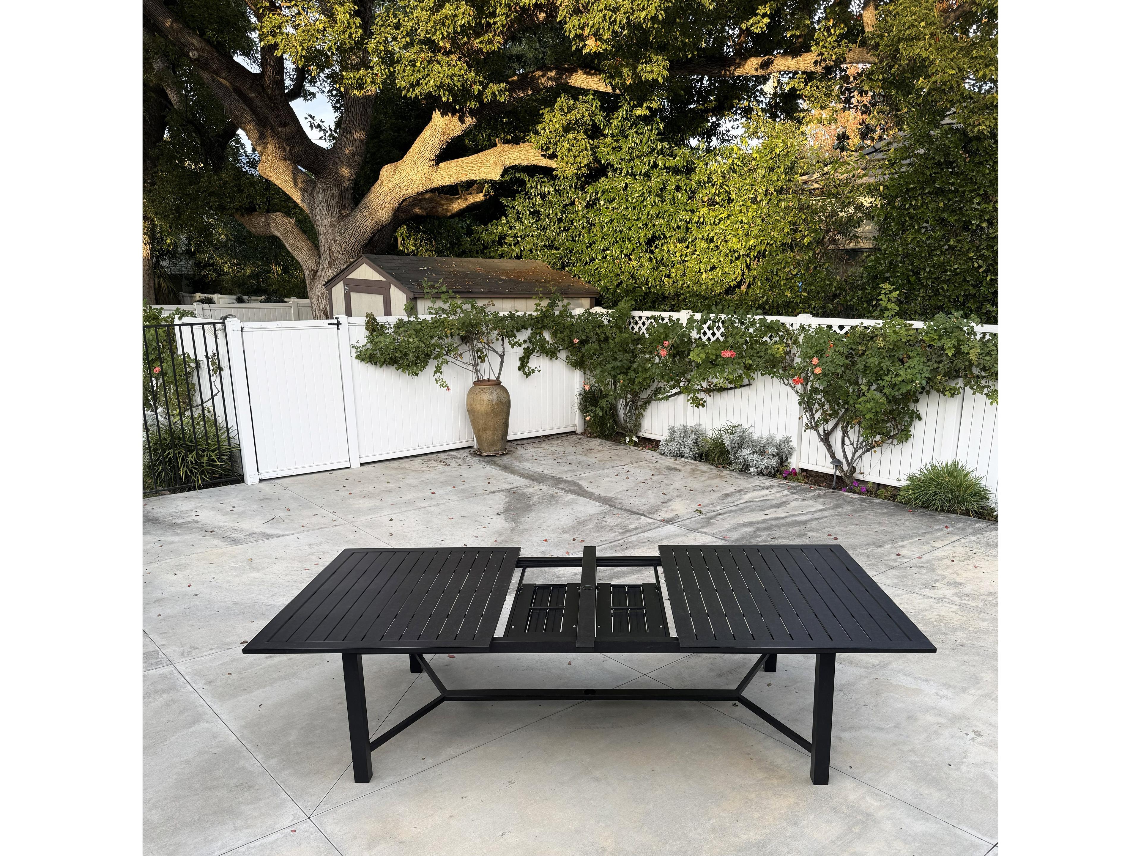 Darlee Outdoor Living Atlantis Antique Bronze Aluminum Rectangular Umbrella Hole Dining Table