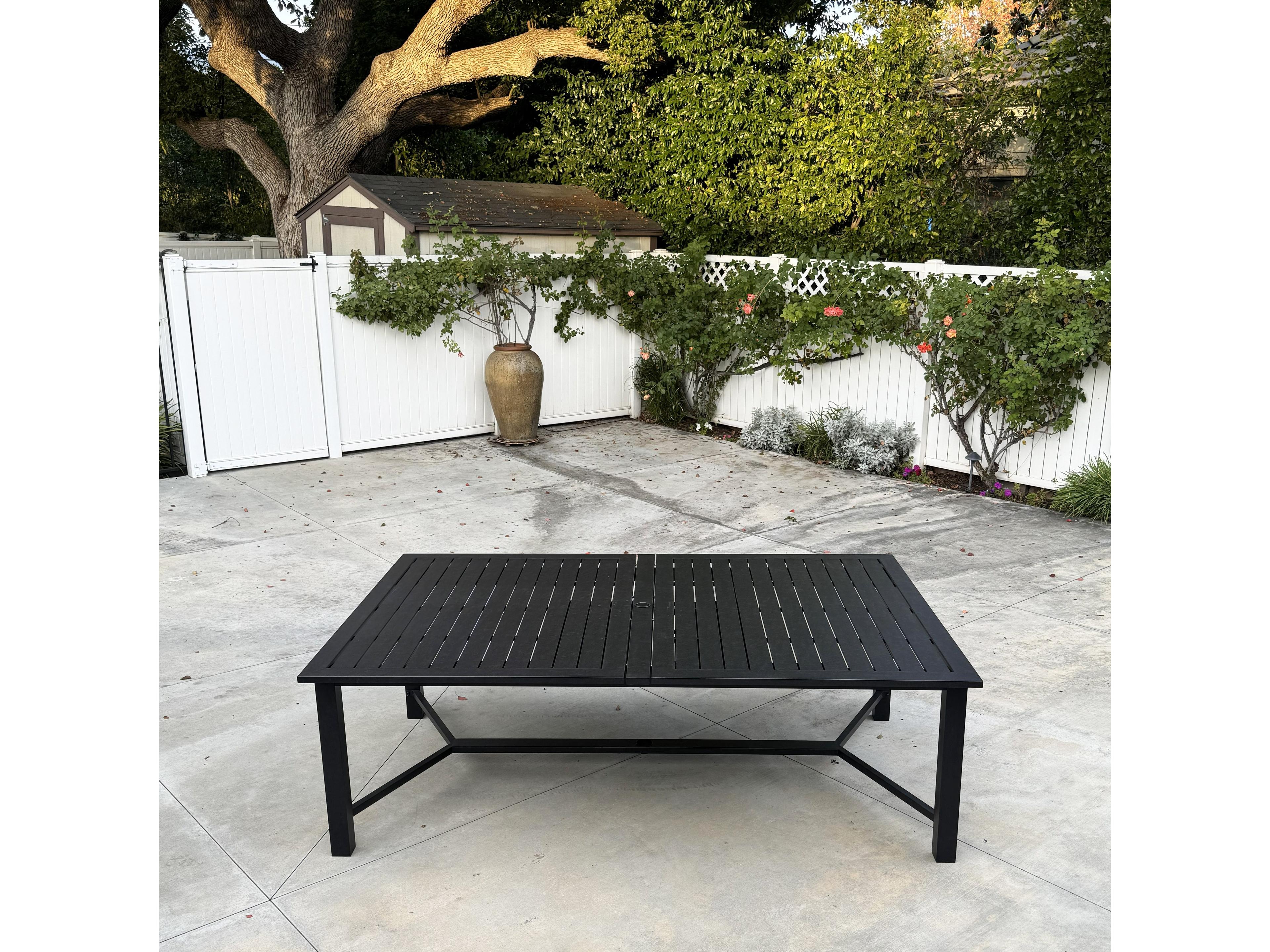 Darlee Outdoor Living Atlantis Antique Bronze Aluminum Rectangular Umbrella Hole Dining Table