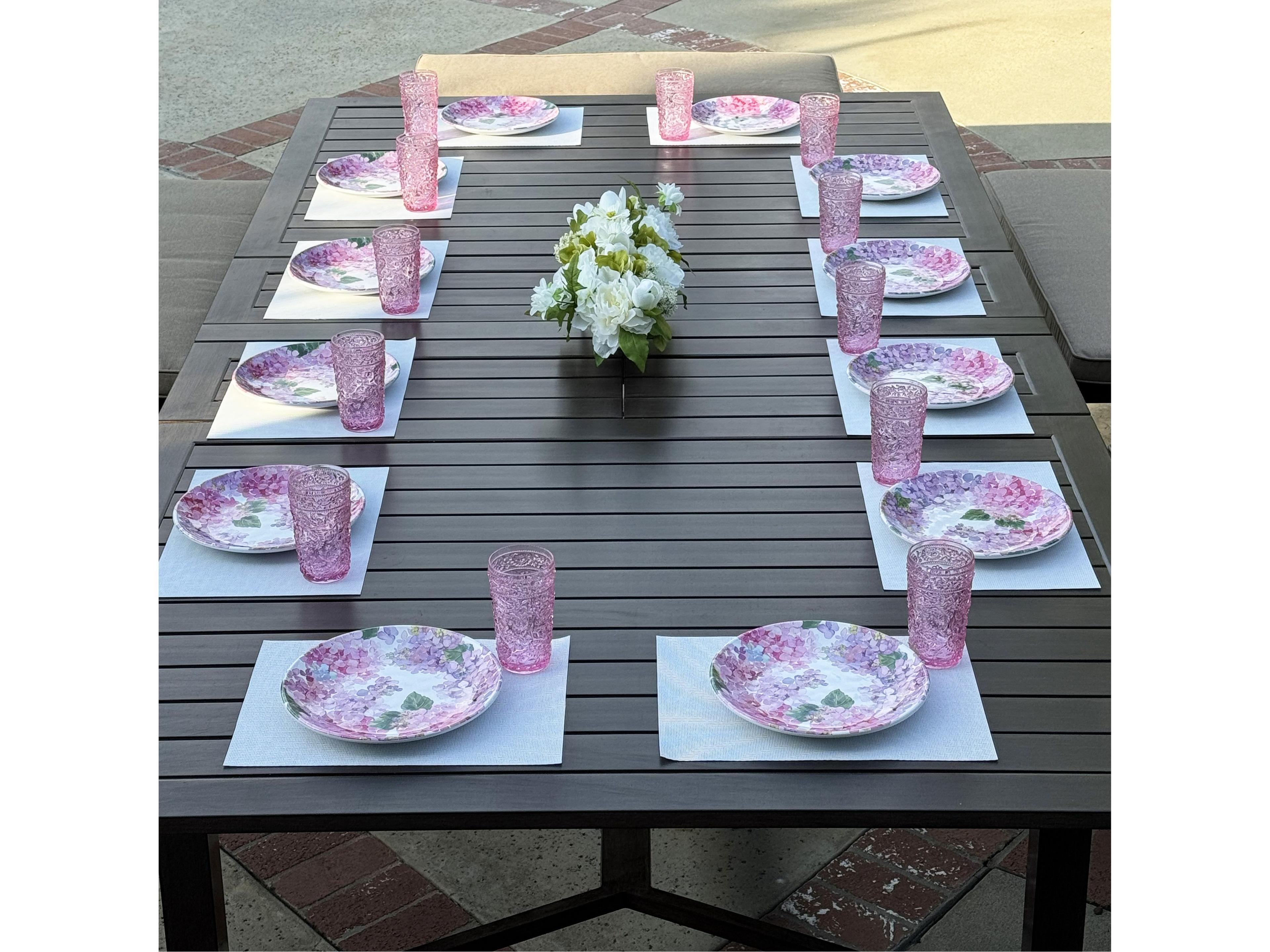 Darlee Outdoor Living Atlantis Walnut Aluminum Rectangular Umbrella Hole Dining Table