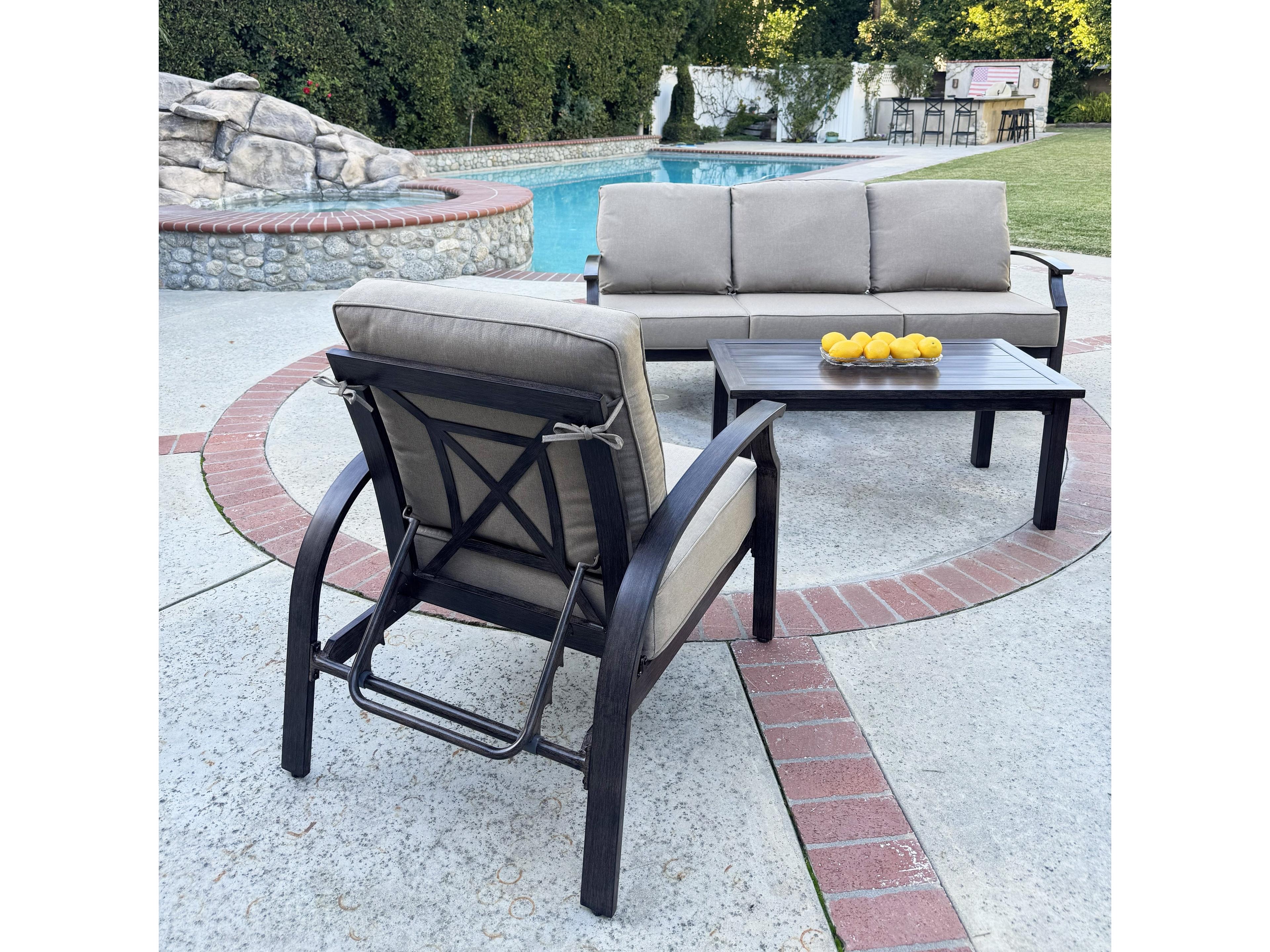 Darlee Outdoor Living Atlantis Walnut Aluminum Cushion Lounge Set