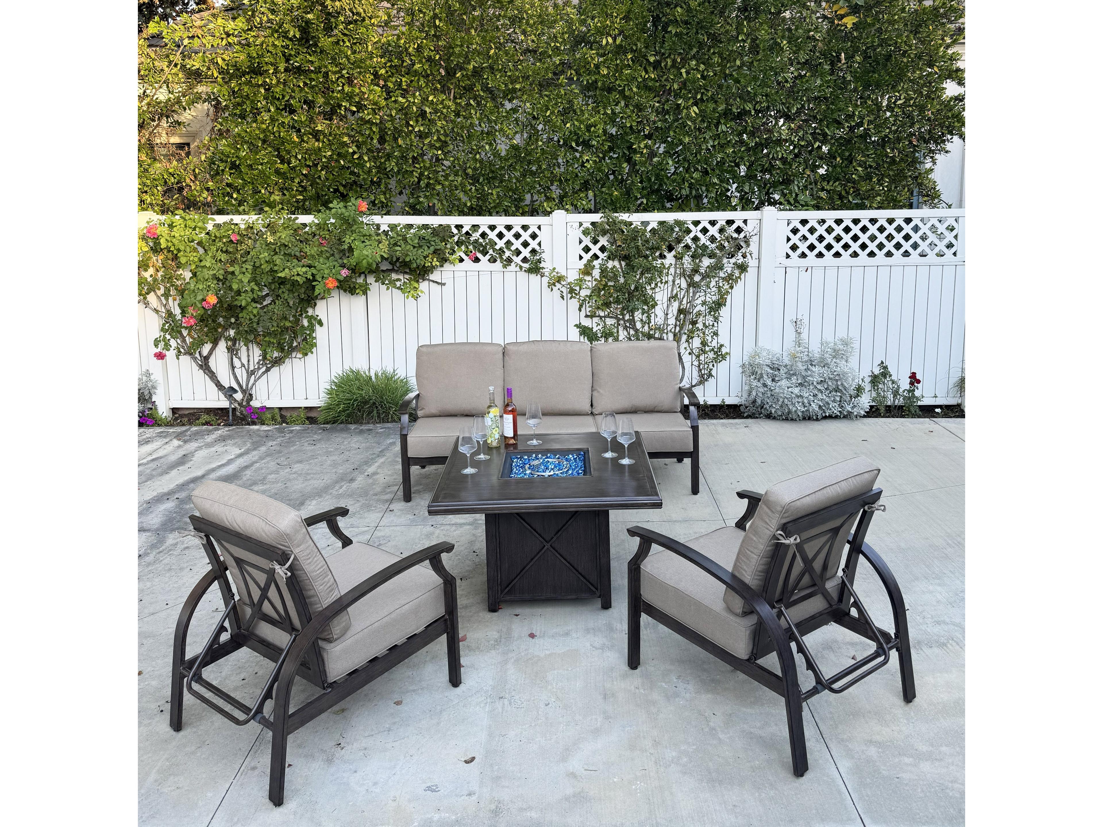 Atlantis Walnut Aluminum Cushion Lounge Set