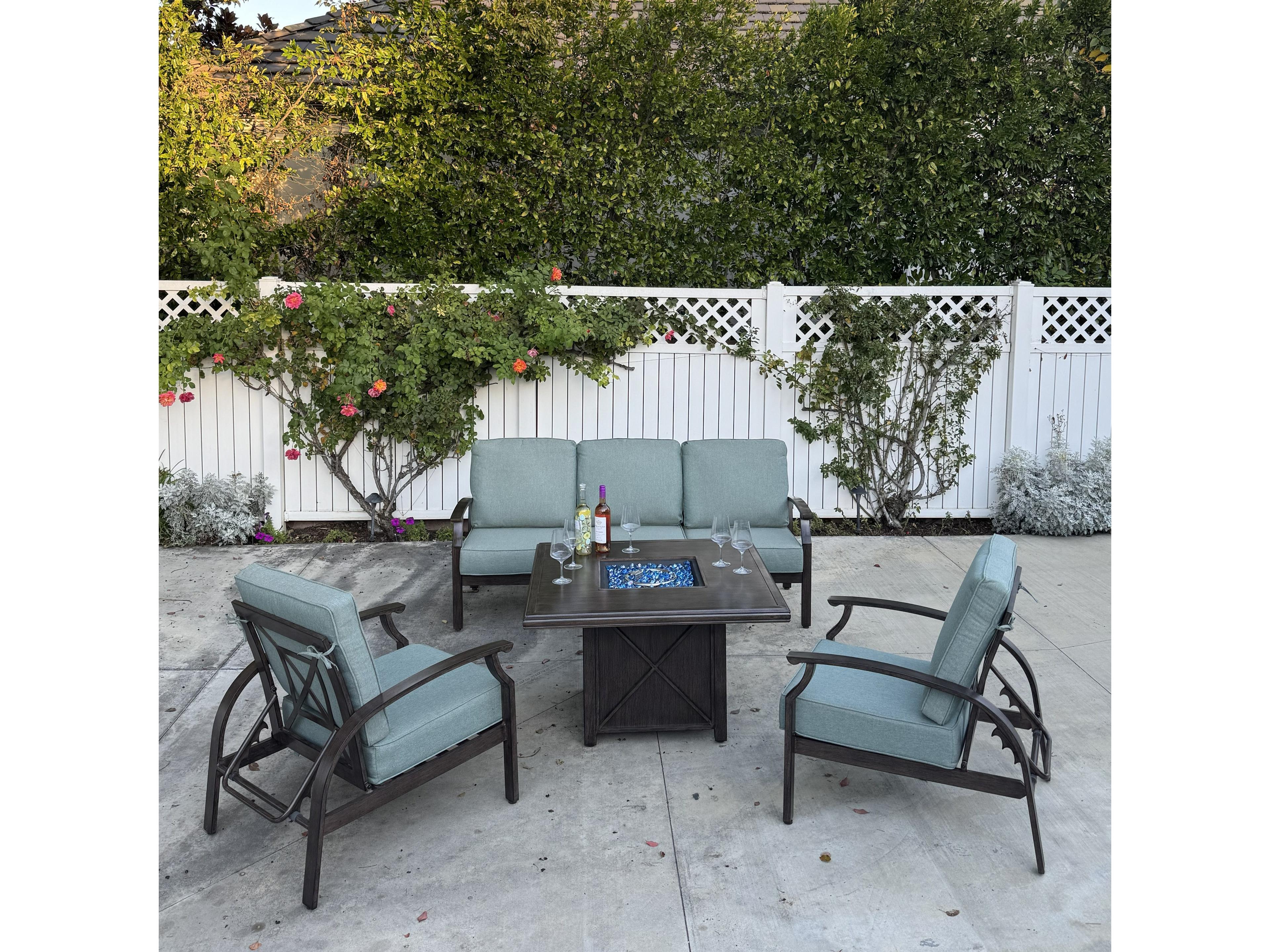 Atlantis Walnut Aluminum Cushion Lounge Set