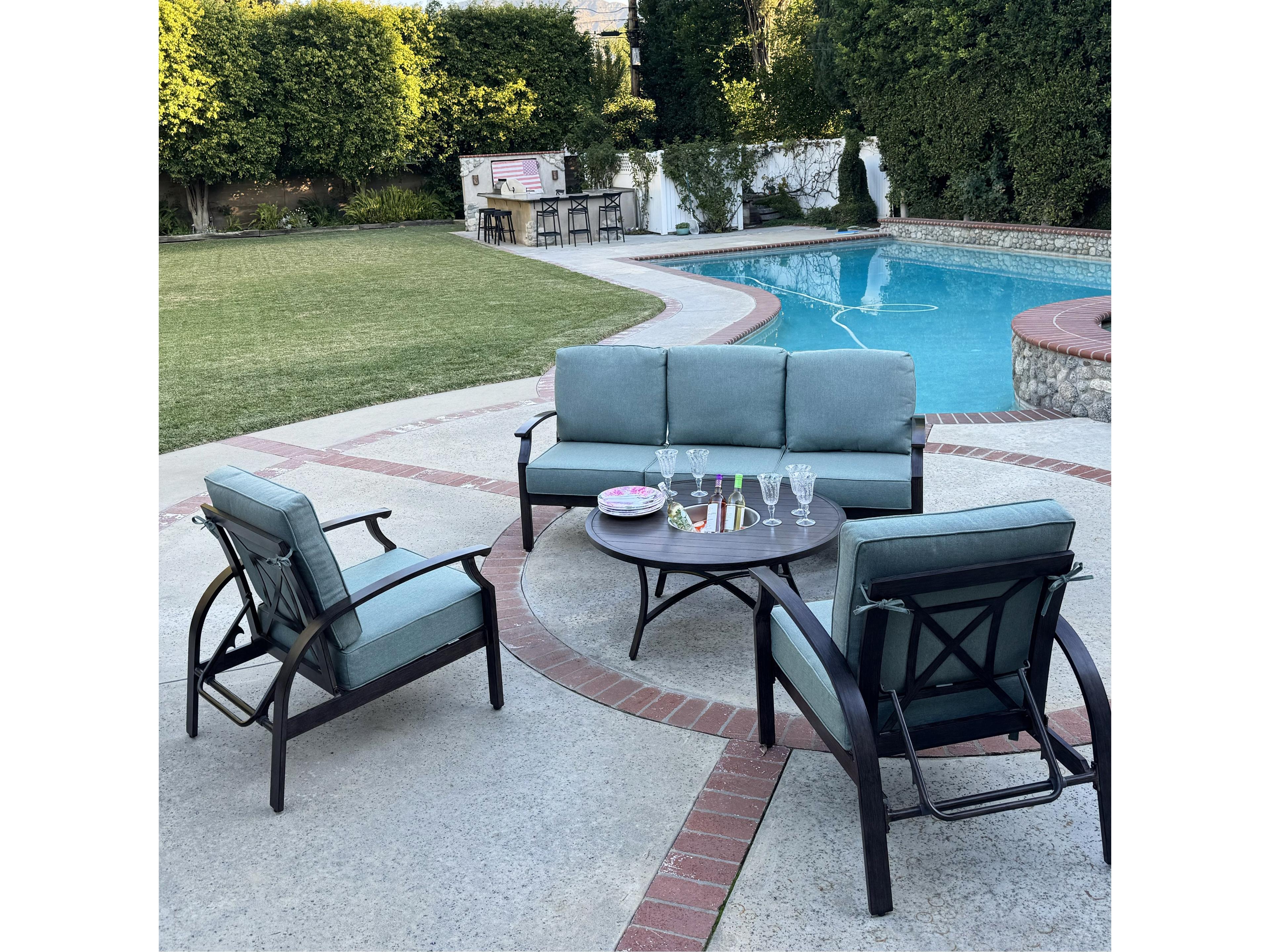 Atlantis Walnut Aluminum Cushion Lounge Set