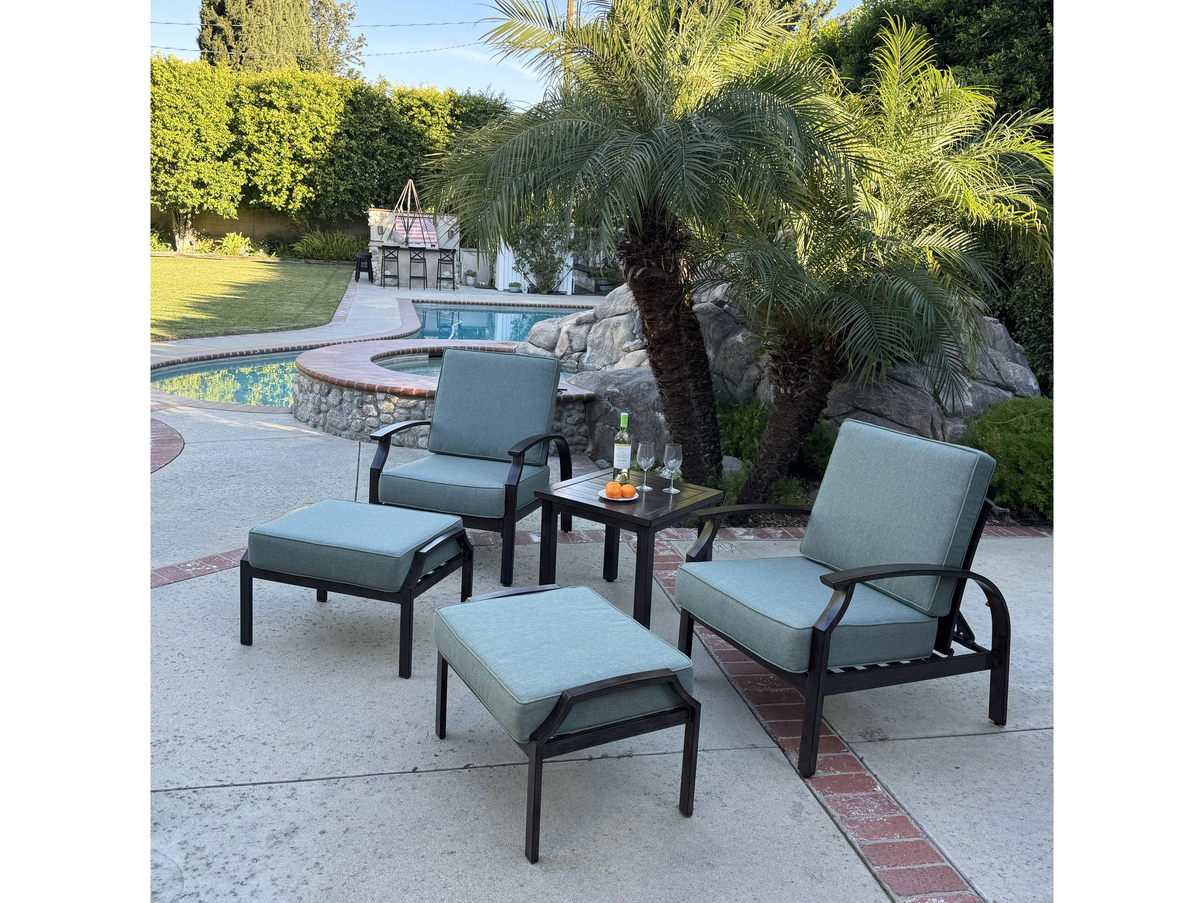 Atlantis Walnut Aluminum Cushion Lounge Set