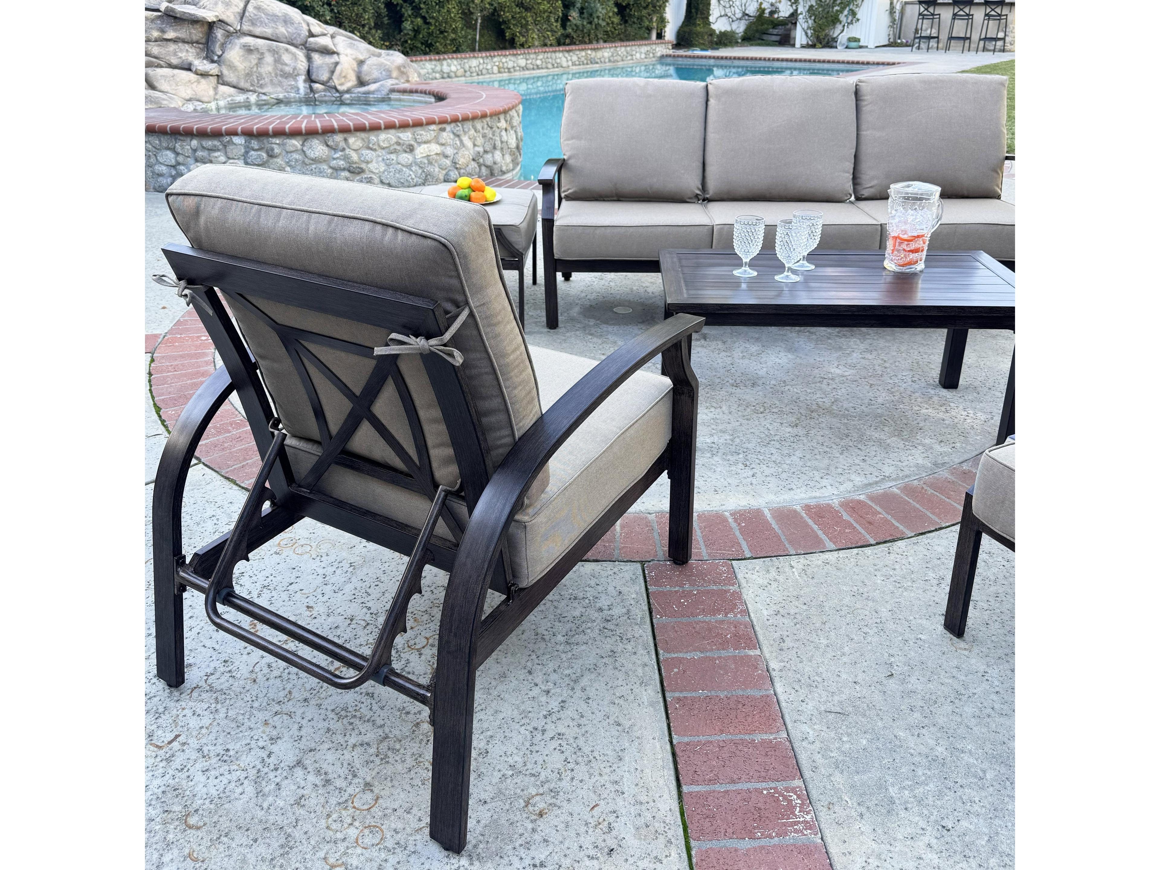 Darlee Outdoor Living Atlantis Walnut Aluminum Cushion Lounge Set