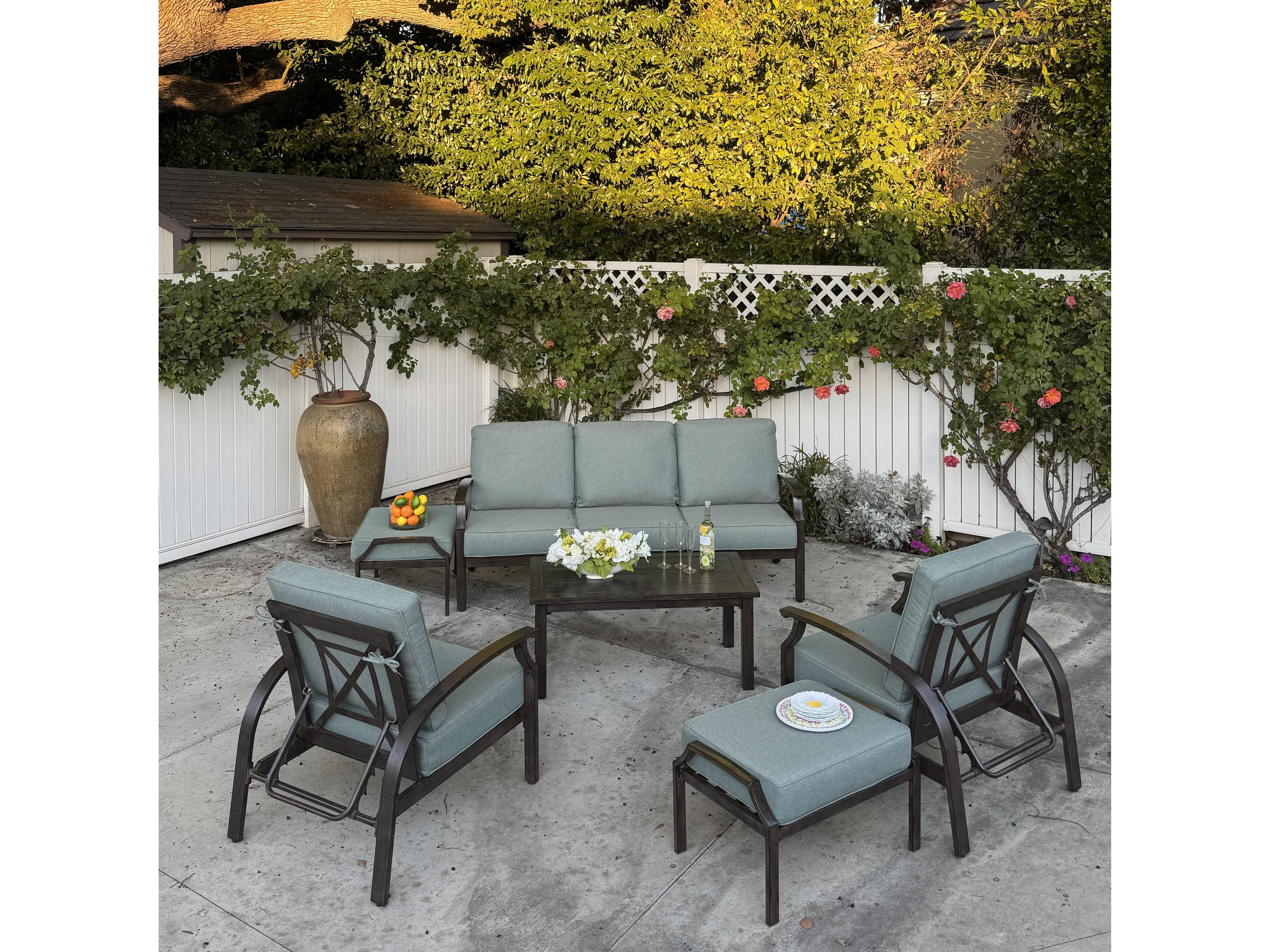 Atlantis Walnut Aluminum Cushion Lounge Set