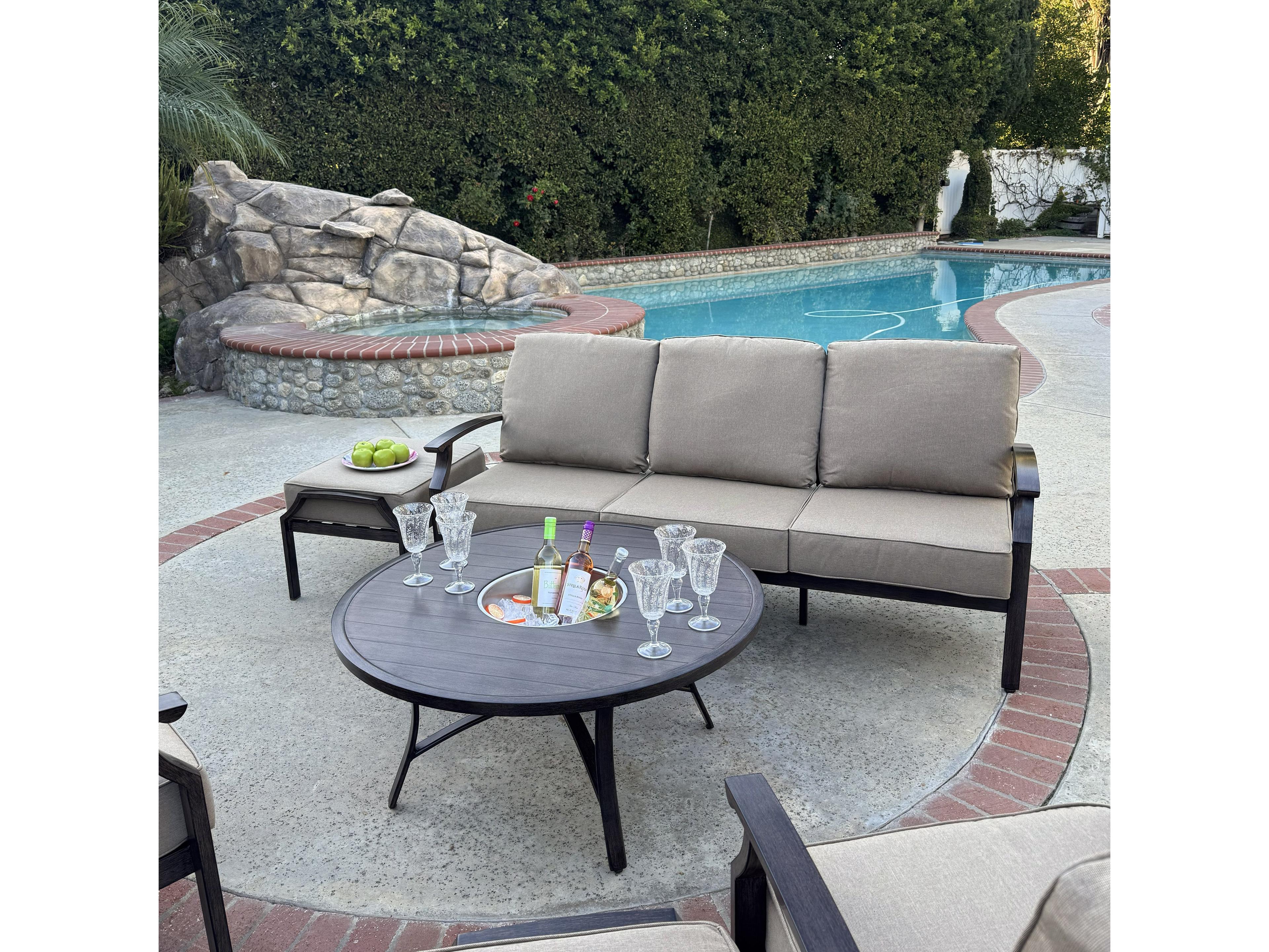 Darlee Outdoor Living Atlantis Walnut Aluminum Cushion Lounge Set