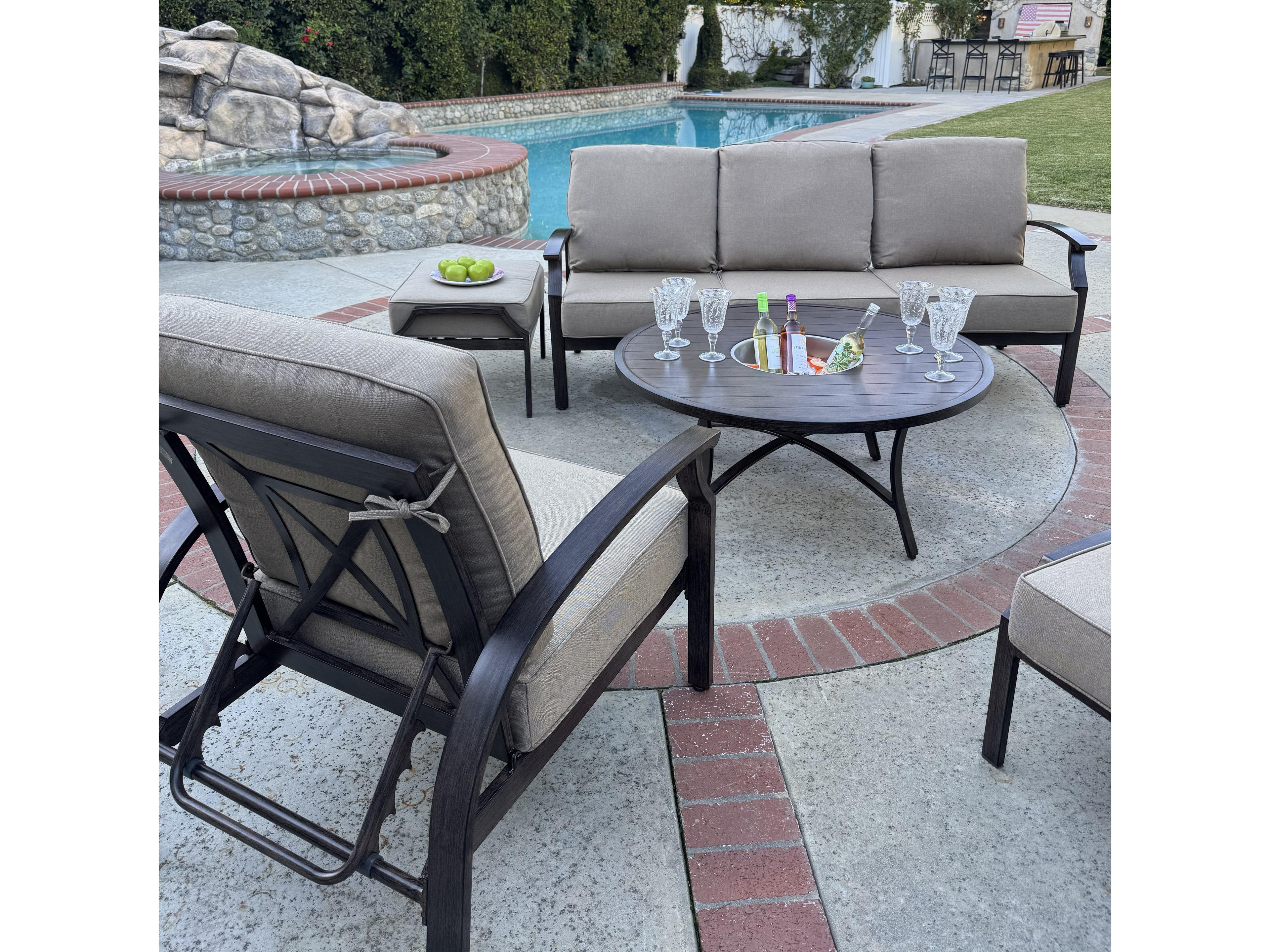 Darlee Outdoor Living Atlantis Walnut Aluminum Cushion Lounge Set