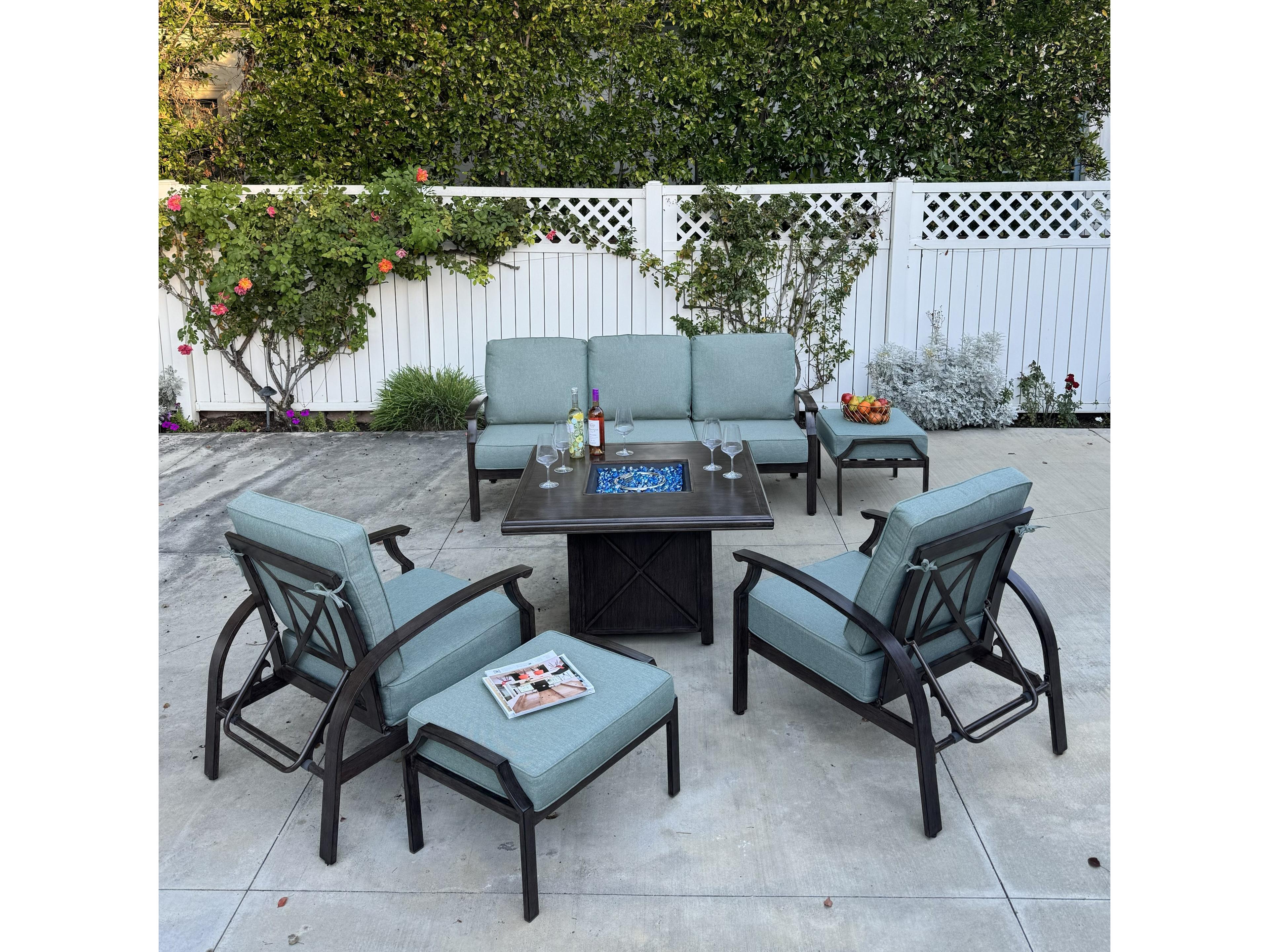 Atlantis Walnut Aluminum Cushion Lounge Set