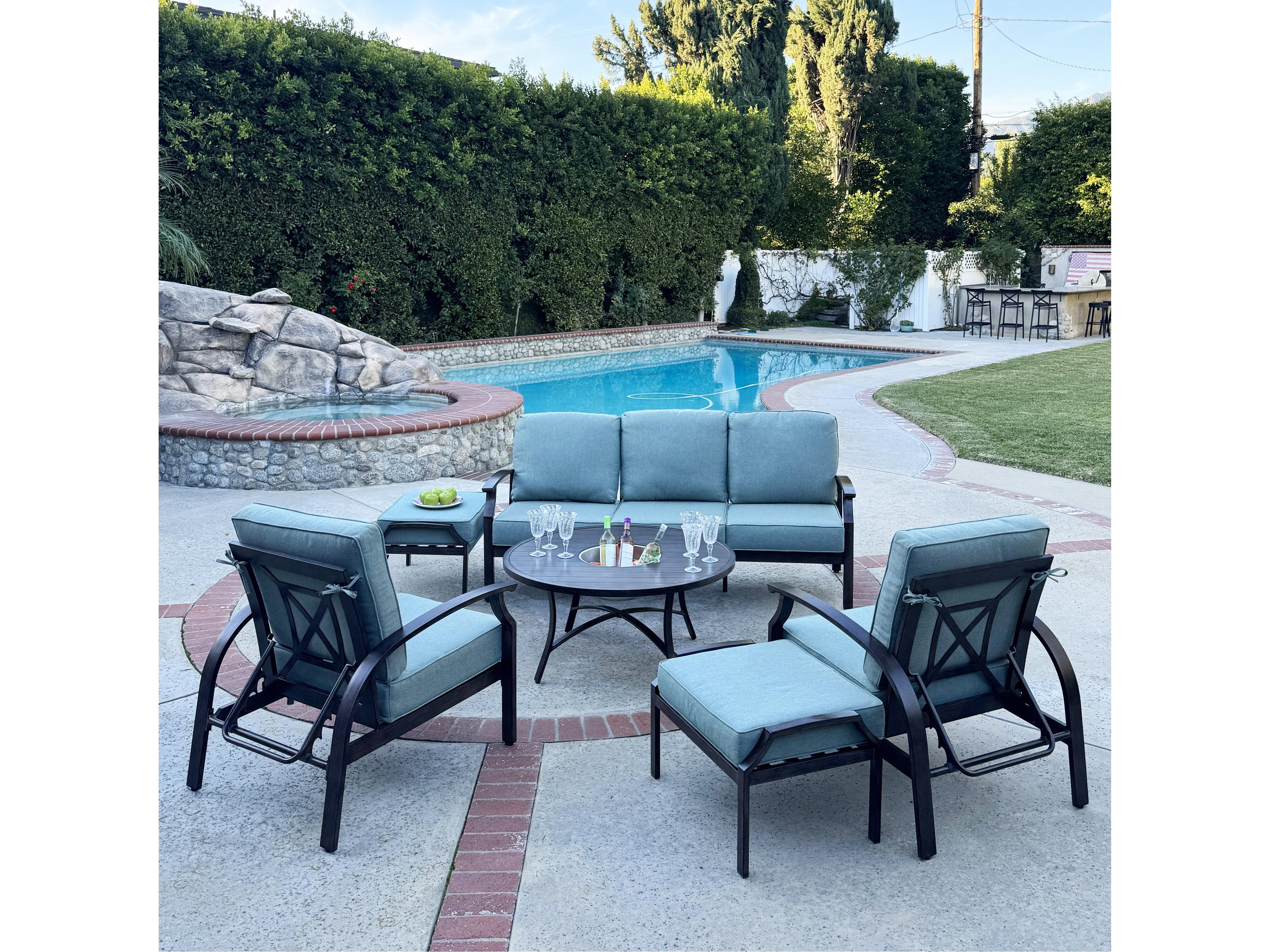 Atlantis Walnut Aluminum Cushion Lounge Set