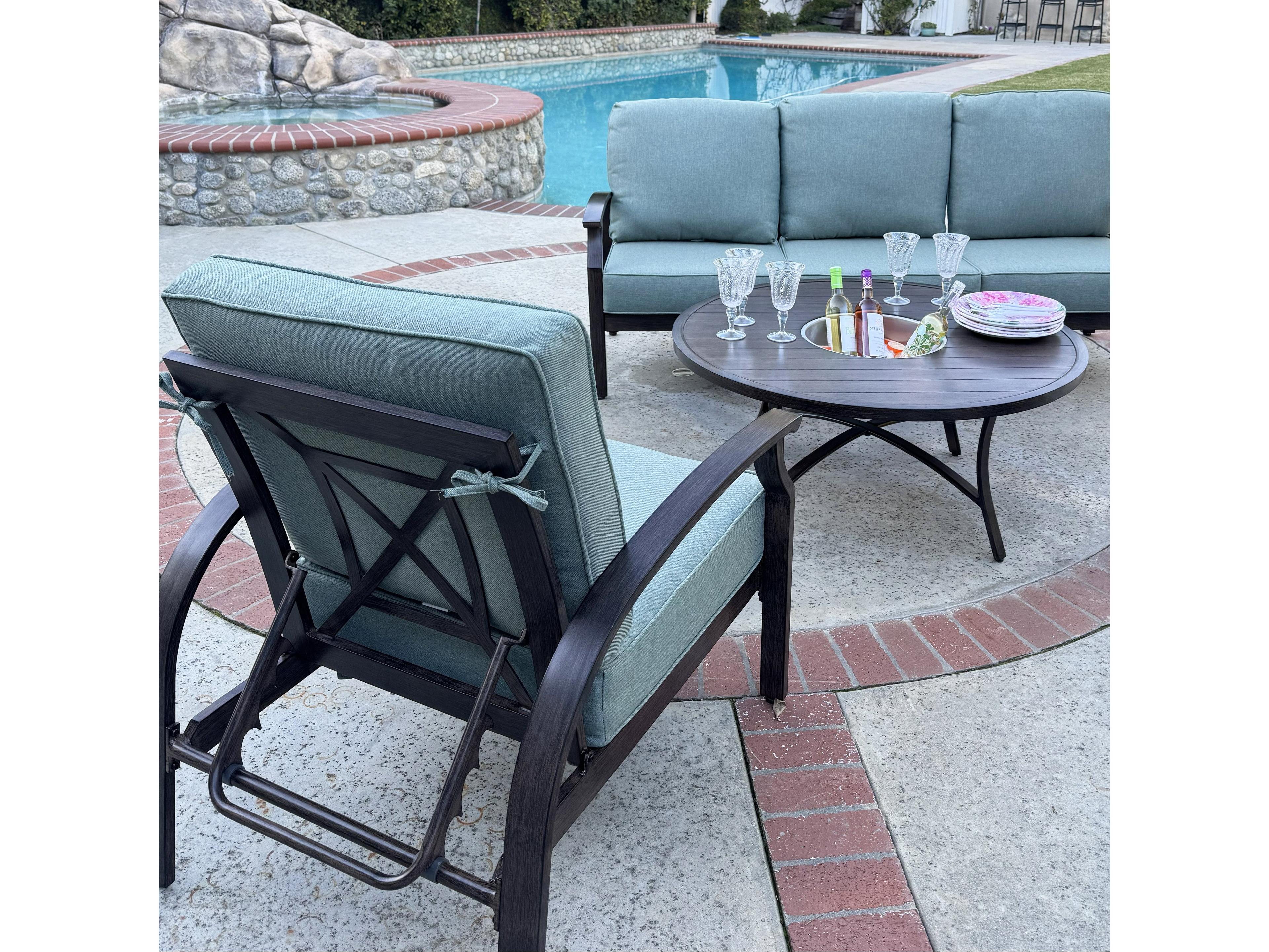 Darlee Outdoor Living Atlantis Walnut Aluminum Cushion Lounge Set