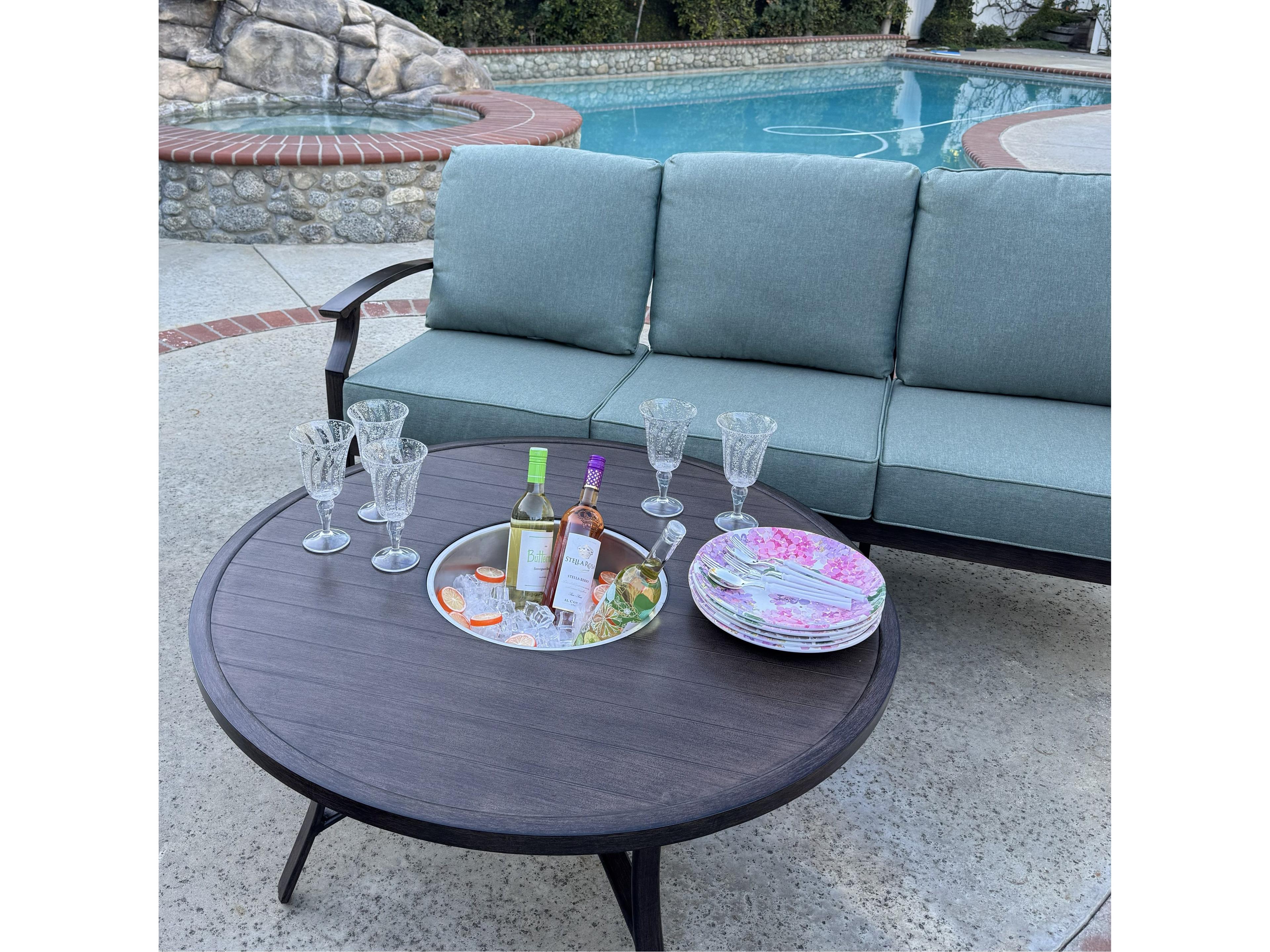 Darlee Outdoor Living Atlantis Walnut Aluminum Cushion Lounge Set