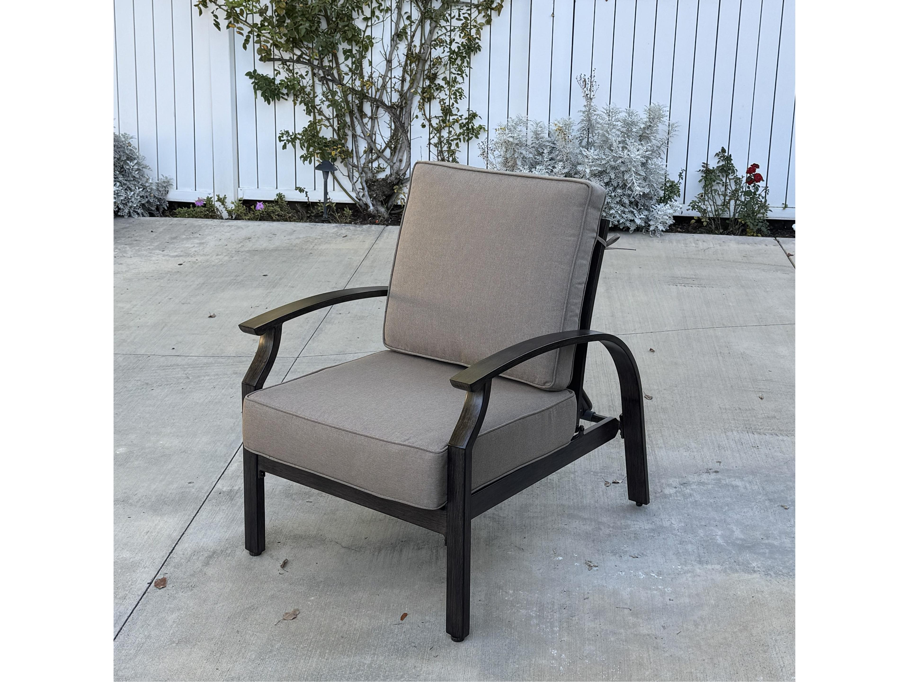 Atlantis Walnut Aluminum Cushion Lounge Chair