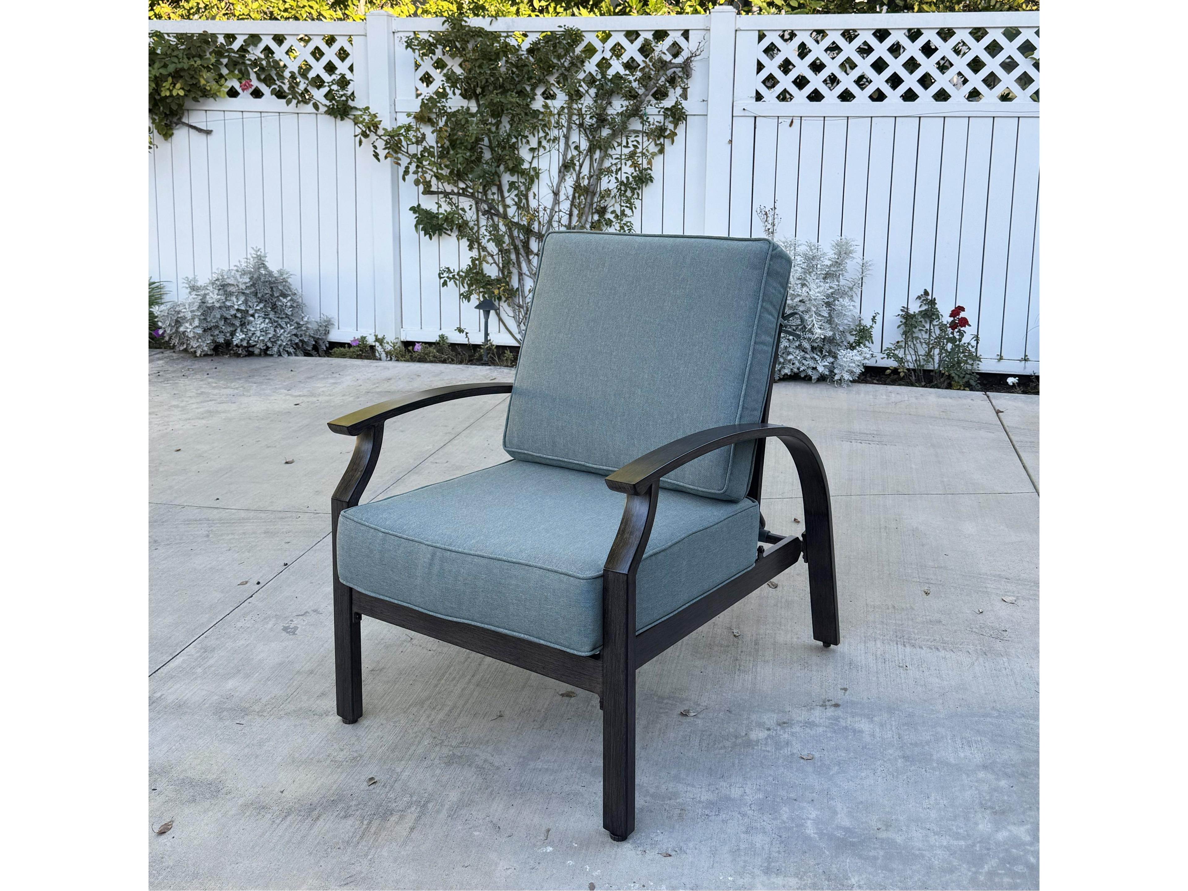 Atlantis Walnut Aluminum Cushion Lounge Chair