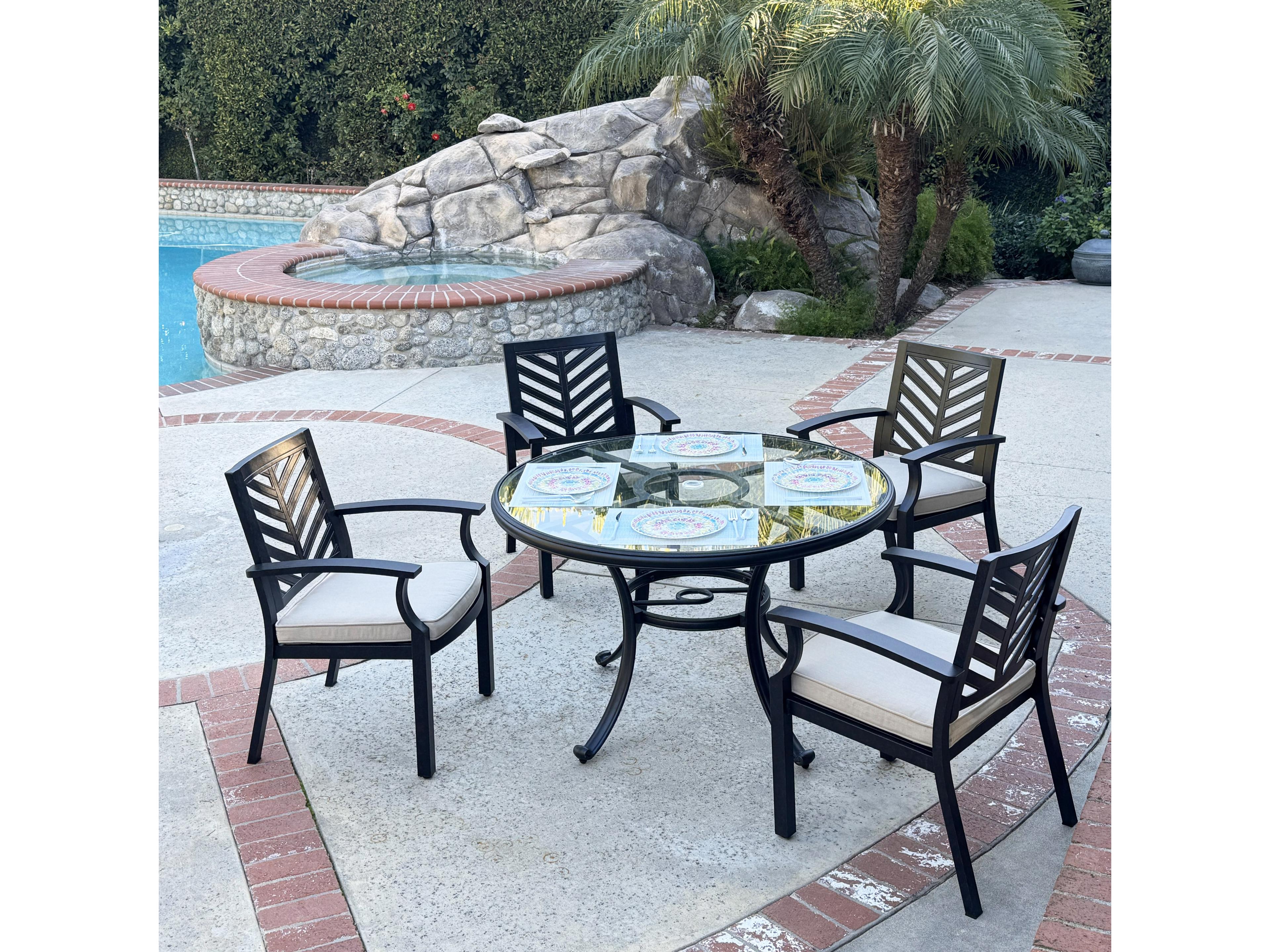 Palm Springs Antique Bronze Aluminum Dining Set